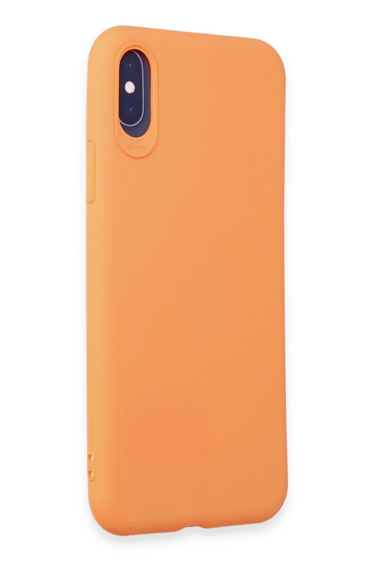 cepmoda iPhone XS Uyumlu İnce Esnek Soft Rubber Telefon Kılıfı - TURUNCU