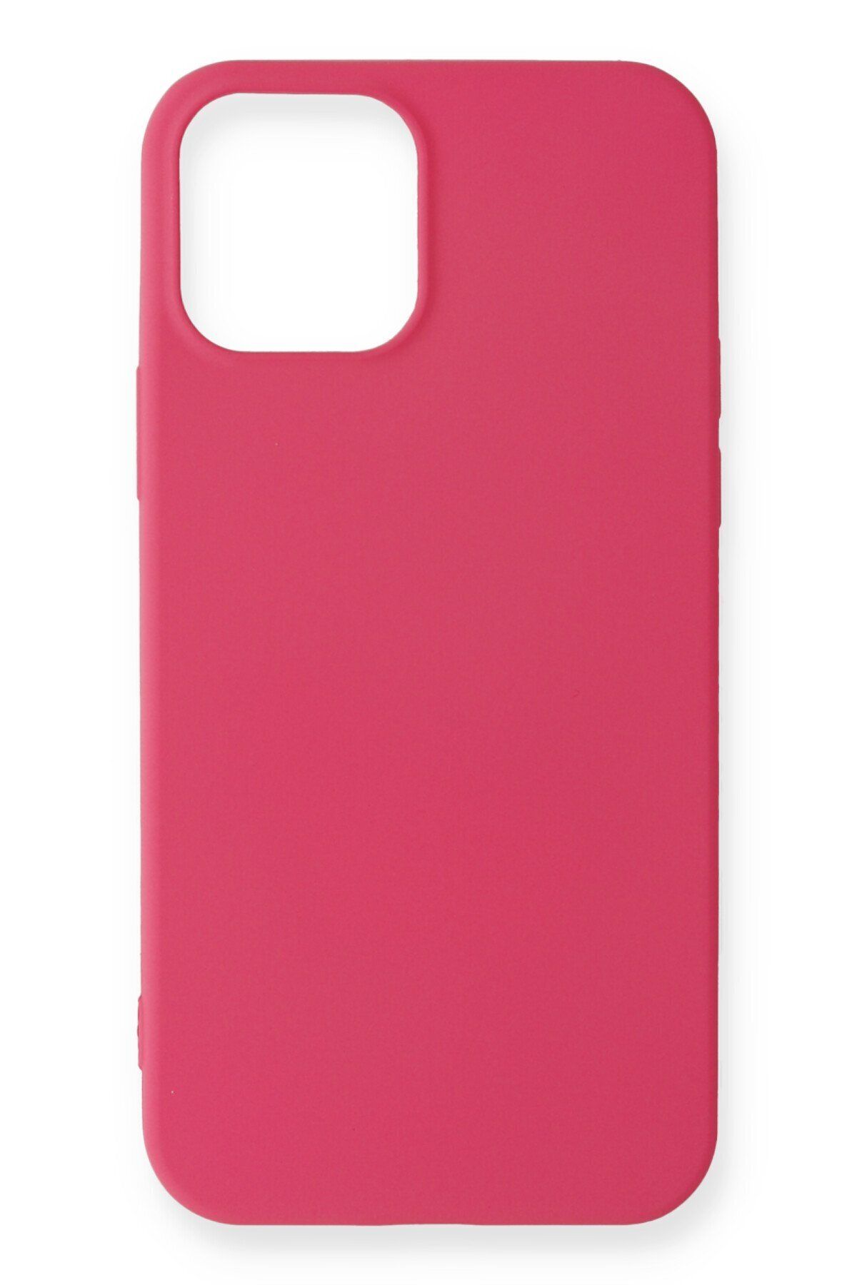 cepmoda iPhone 12 Uyumlu İnce Esnek Soft Rubber Telefon Kılıfı - PEMBE