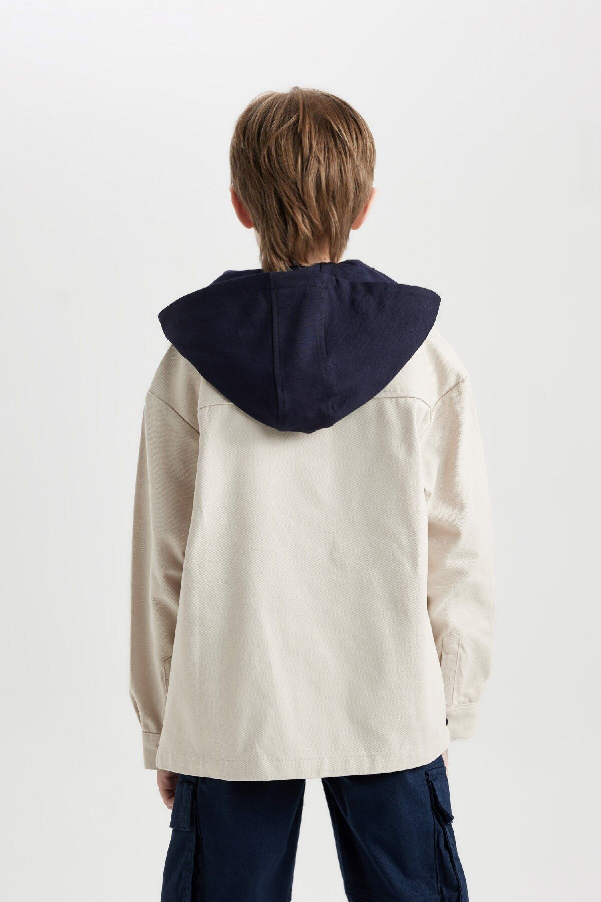 DeFacto-Boy's Gabardine Hooded Long Sleeve Oversize Shirt - C6626A824Au 5