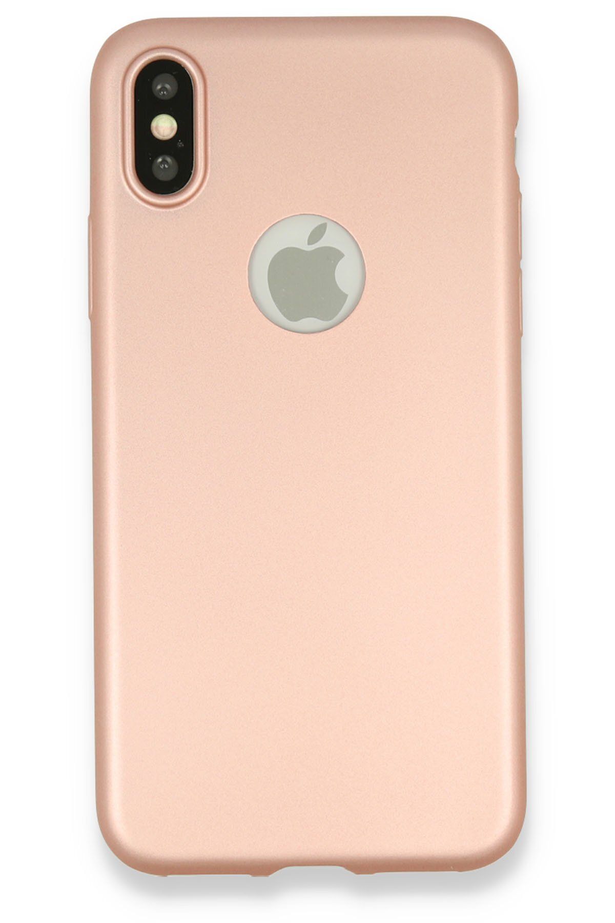 cepmoda iPhone XS Uyumlu İnce Esnek Soft Rubber Telefon Kılıfı - ROSE GOLD
