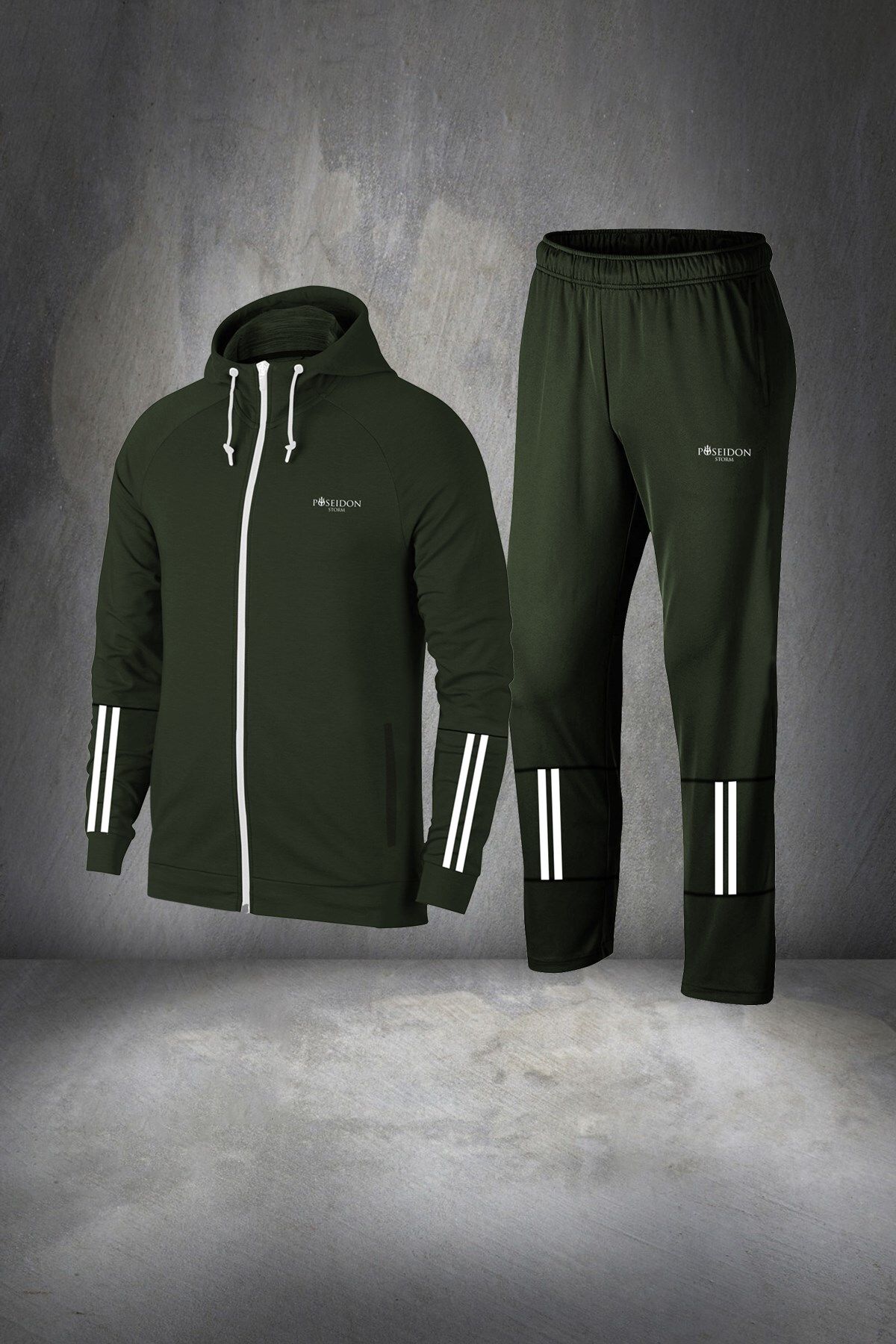 POSEIDONSTORM-Men's Khaki Sports Set - Plus Size, 4xl-10xl, Special Supra Combed Cotton, Two Piece Running Set 1