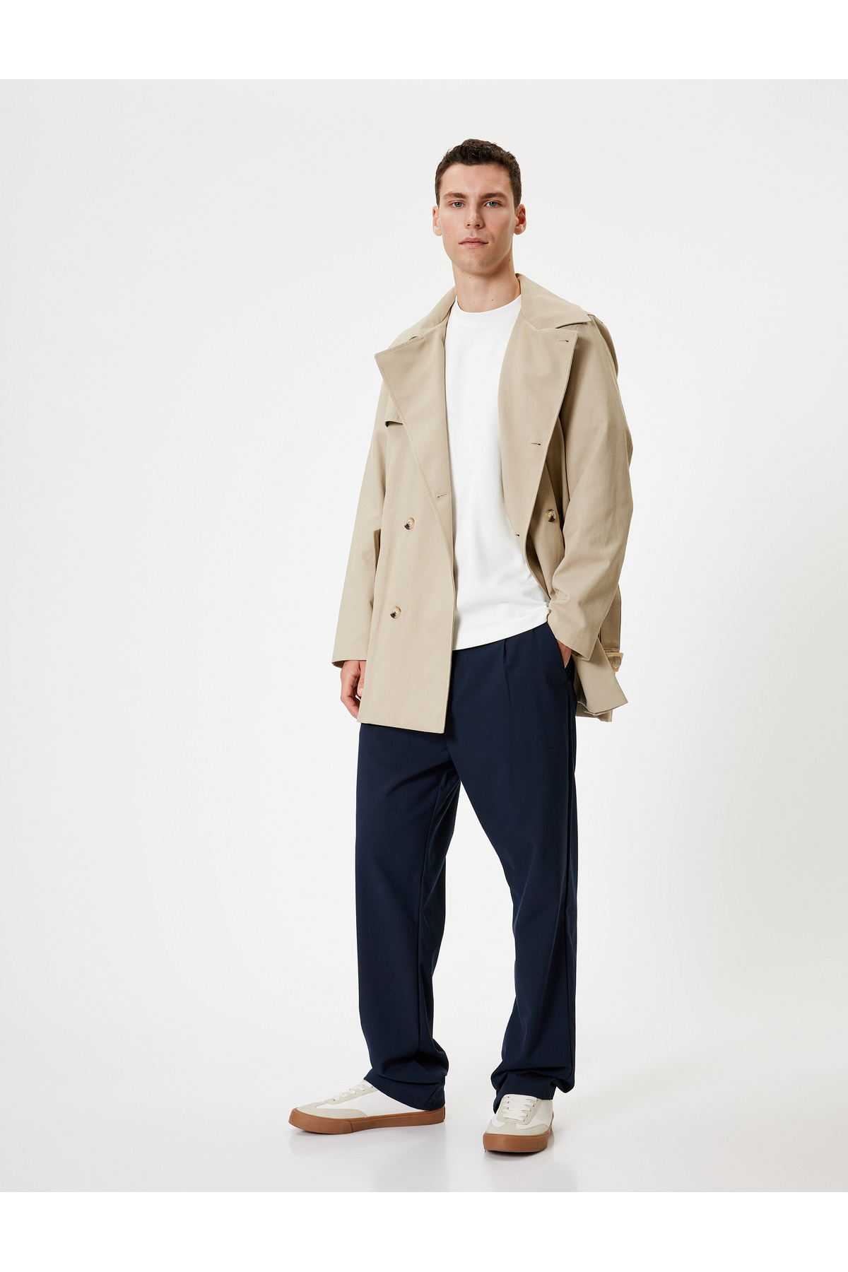 Koton  Slim Fit Trençkot Kuşak Detaylı Pamuk Karışımlı - Görsel 2