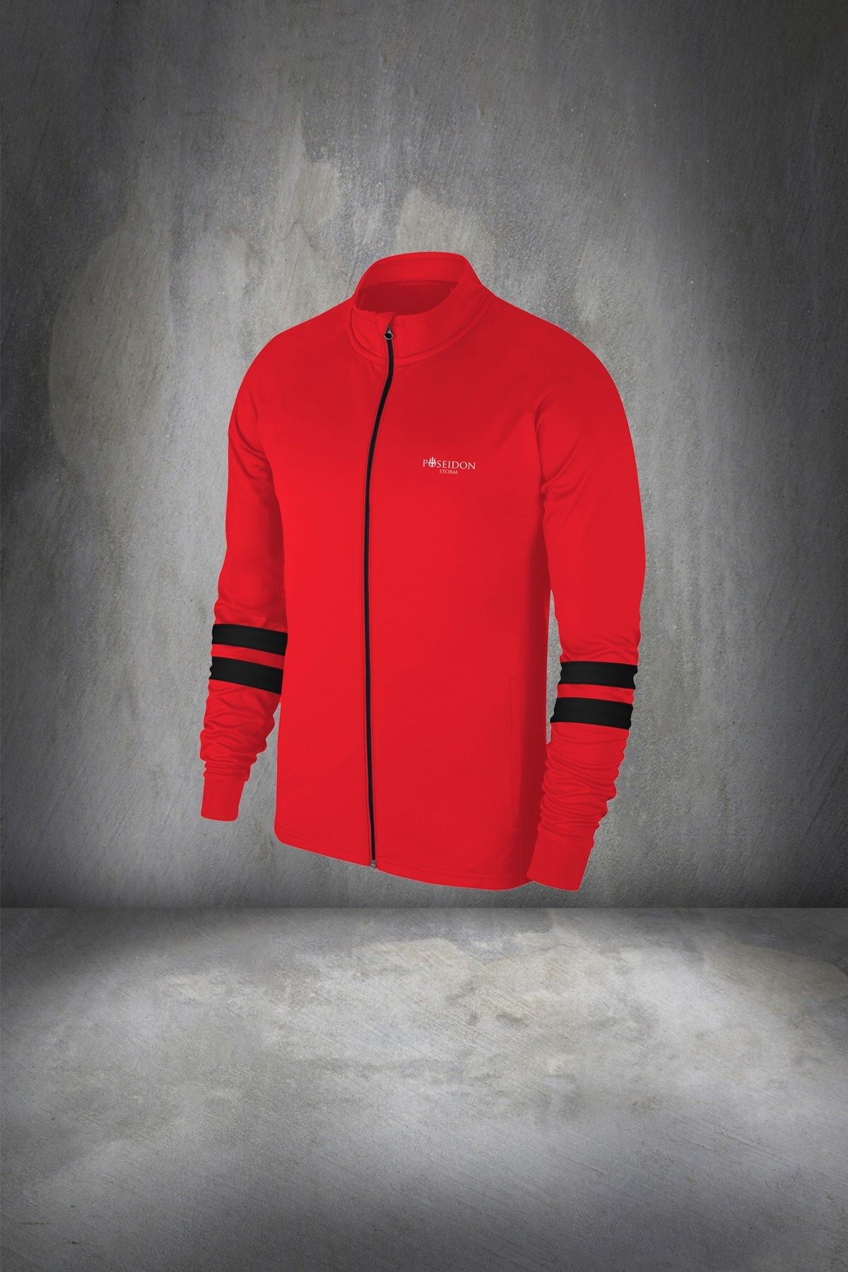 POSEIDON STORM-Men's Red Custom Supra Combed Cotton Running Set - Plus Size, Zippered Jacket and Sweatpants 4xl-10xl 2