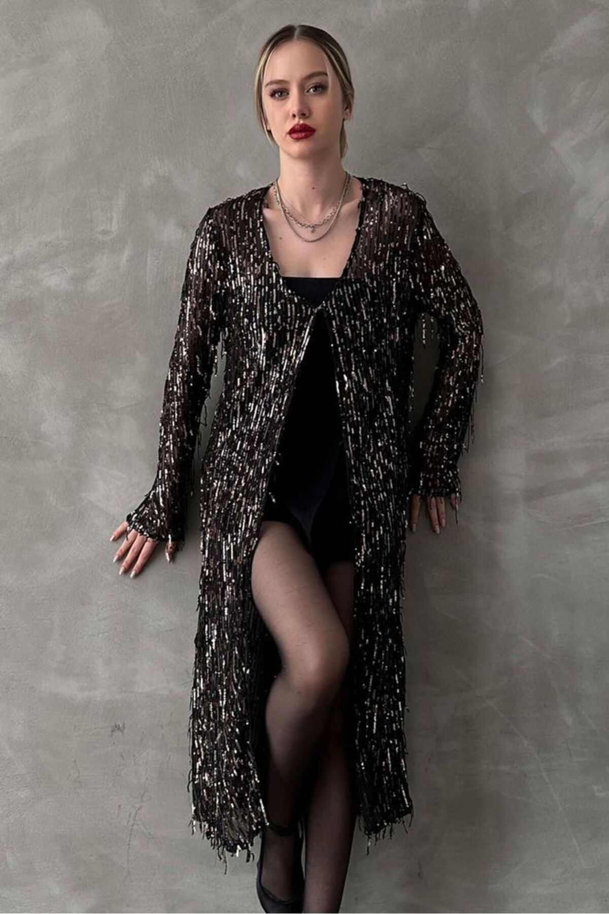 VERYMODA Uzun Hırka - Siyah Gold | VMF1618