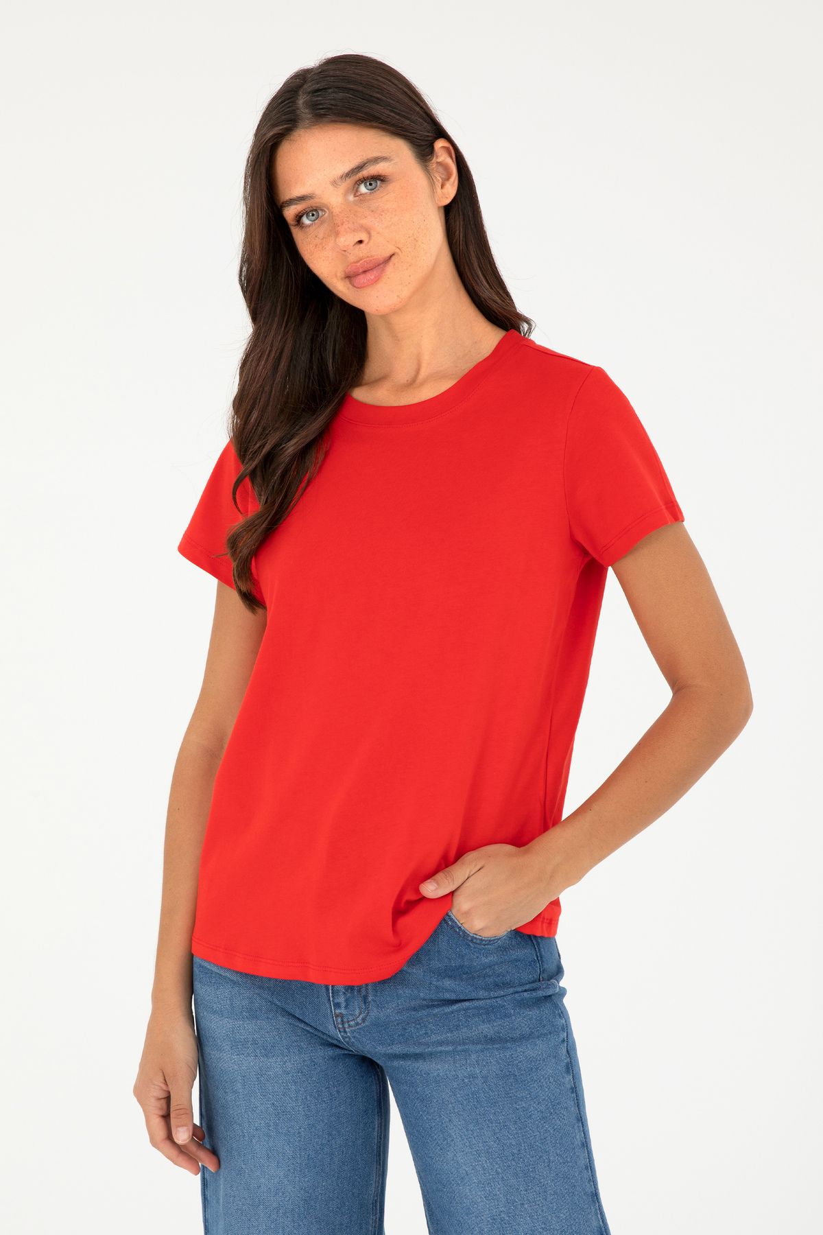 U.S. Polo Assn.-Women's Red Crew Neck Basic T-Shirt 50296152 -Vr030 1