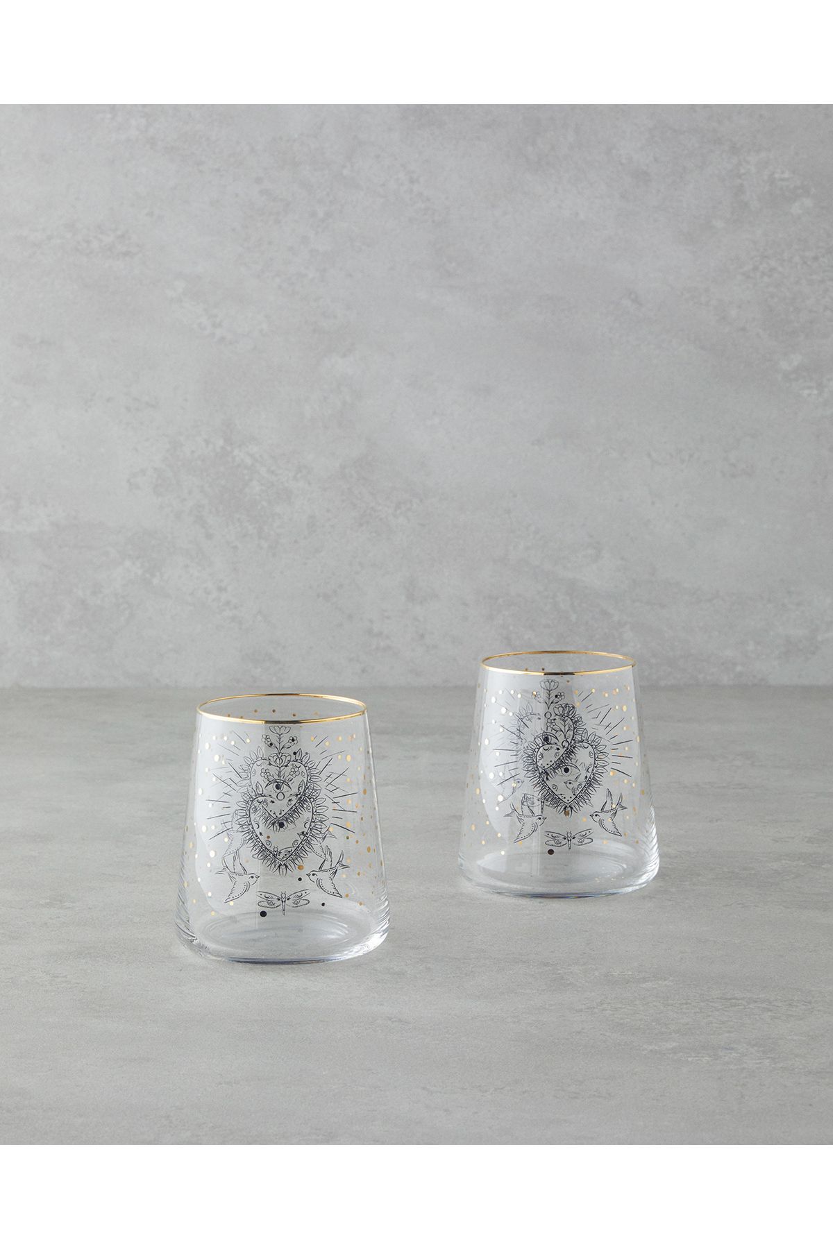 English Home-Talisman Magical 380 ml Transparent-Gold Glass Set of 2 1