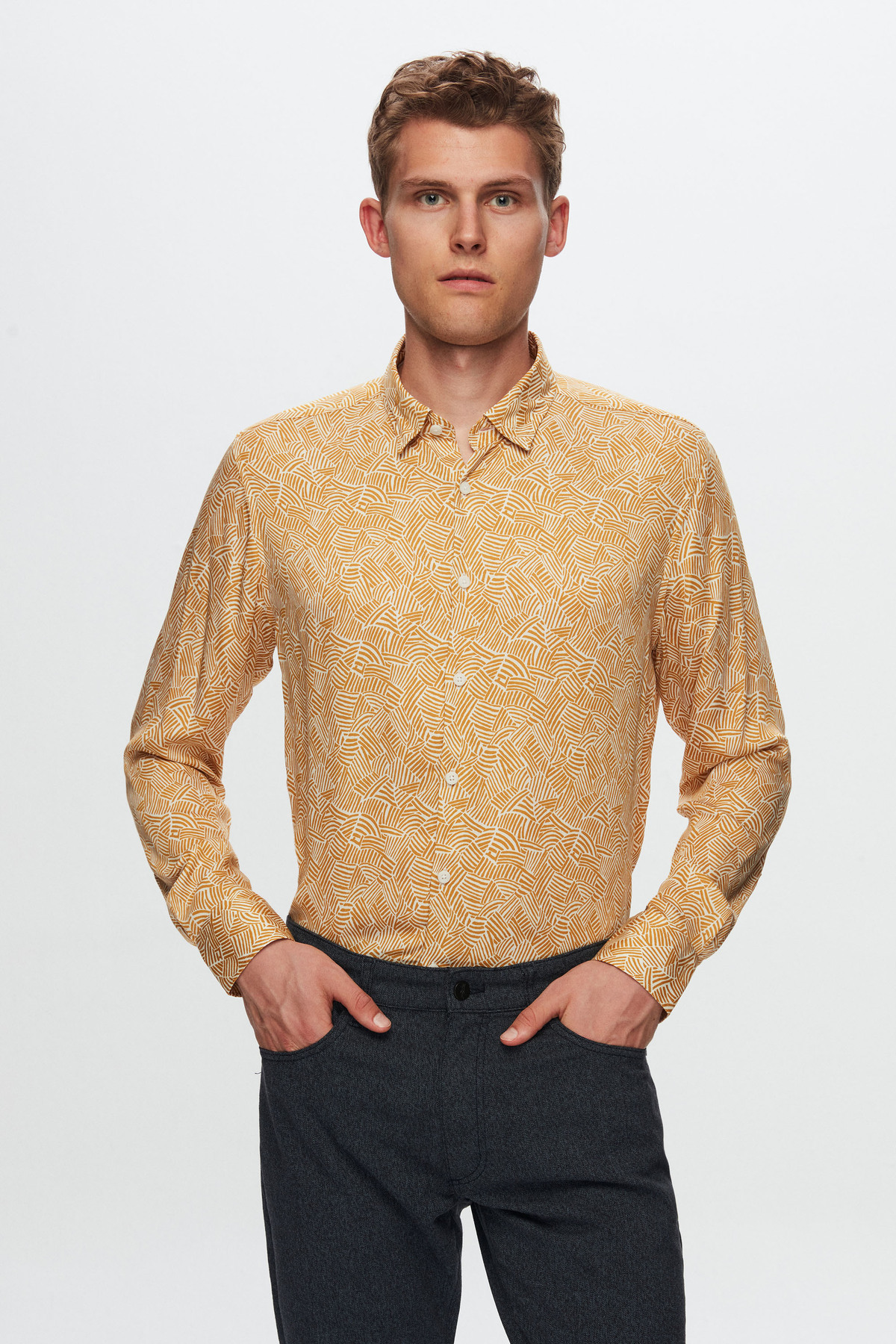  پیراهن تابستانی اسلیم فیت خردلی