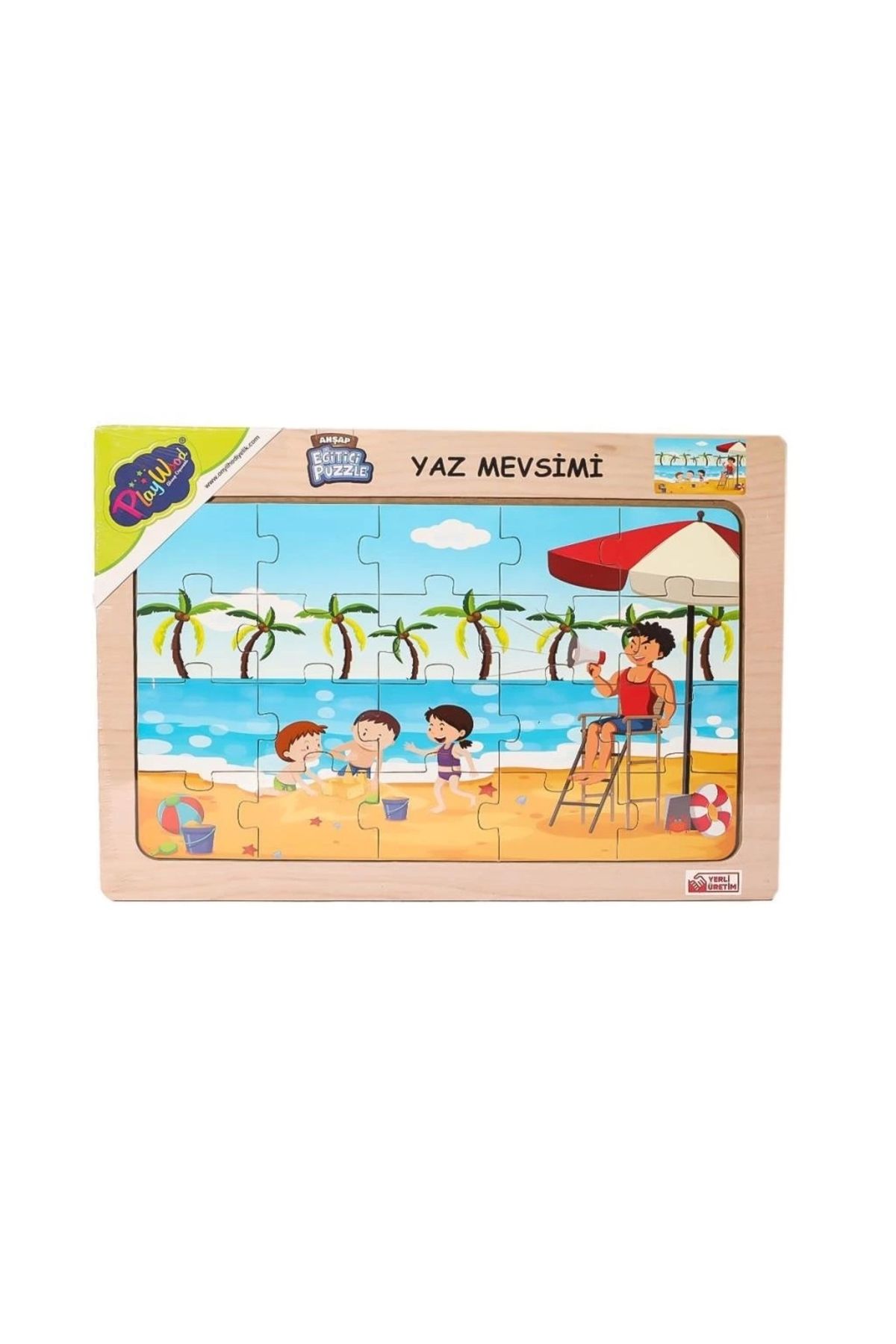 Basic Fun Çocuk ONY-117/118/119/120 Ahşap Eğitici Puzzle -Yaz Mevsimi