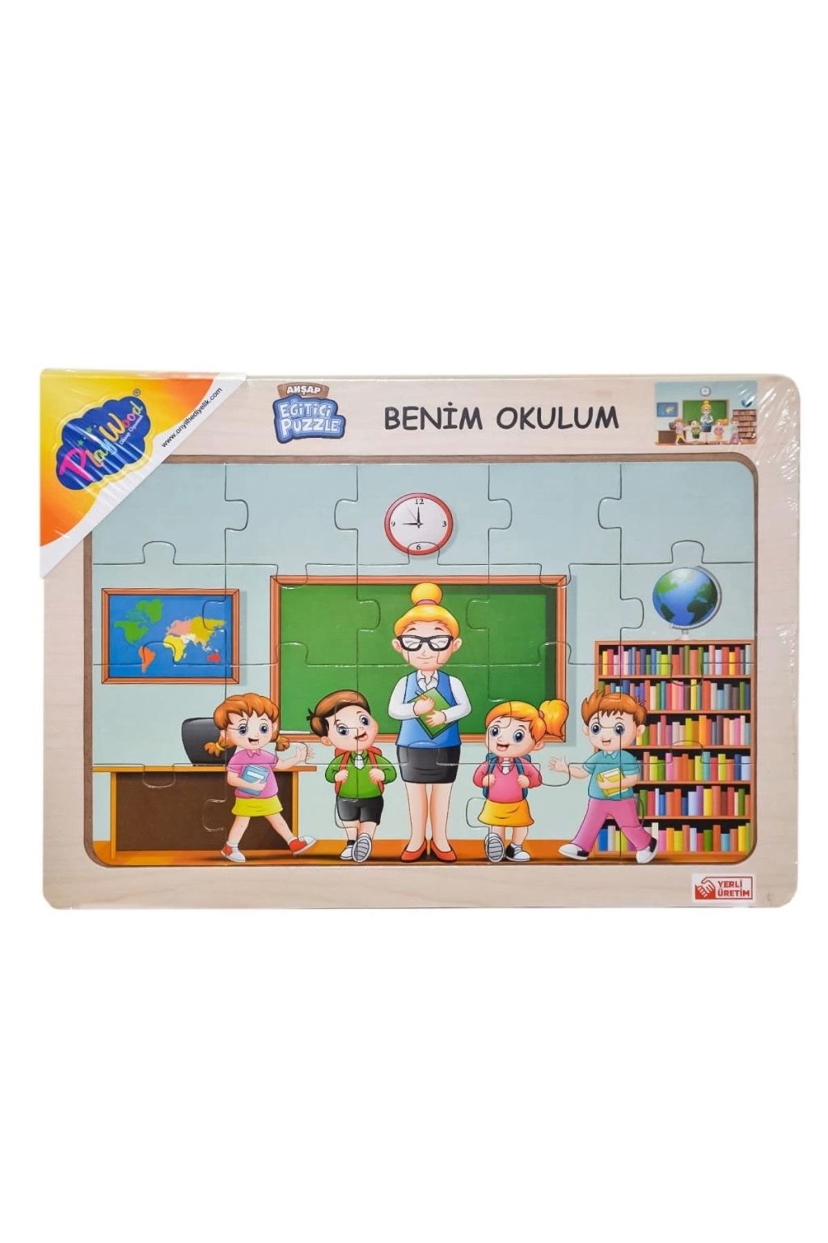 Basic Fun Çocuk ONY-101-102-103 Ahşap Eğitici Puzzle Benim Okulum -Onyıl