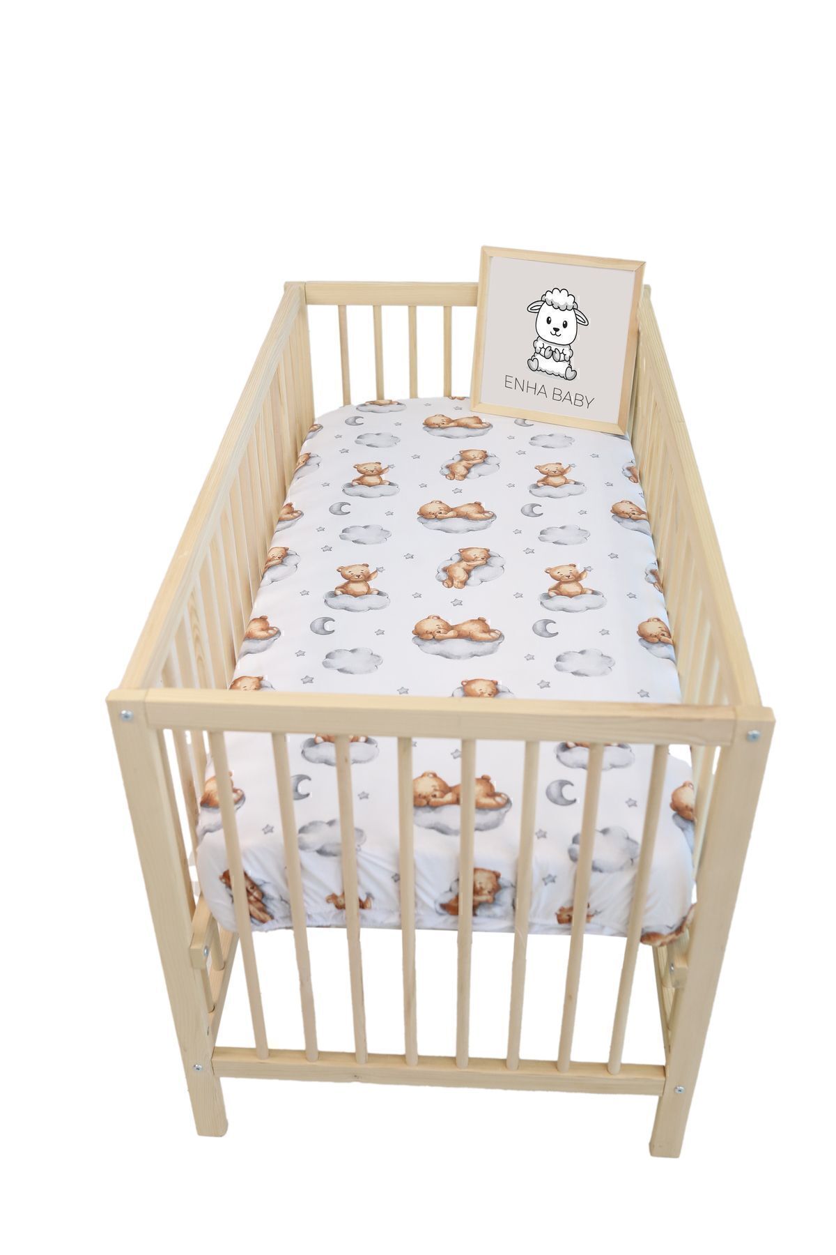 ENHA BABY %100 Pamuk Ranforce Kumaş Lastikli Bebek Çarşafı,beşik Ve Park Yatak Çarşafı(70X110X5)(60X120X10)