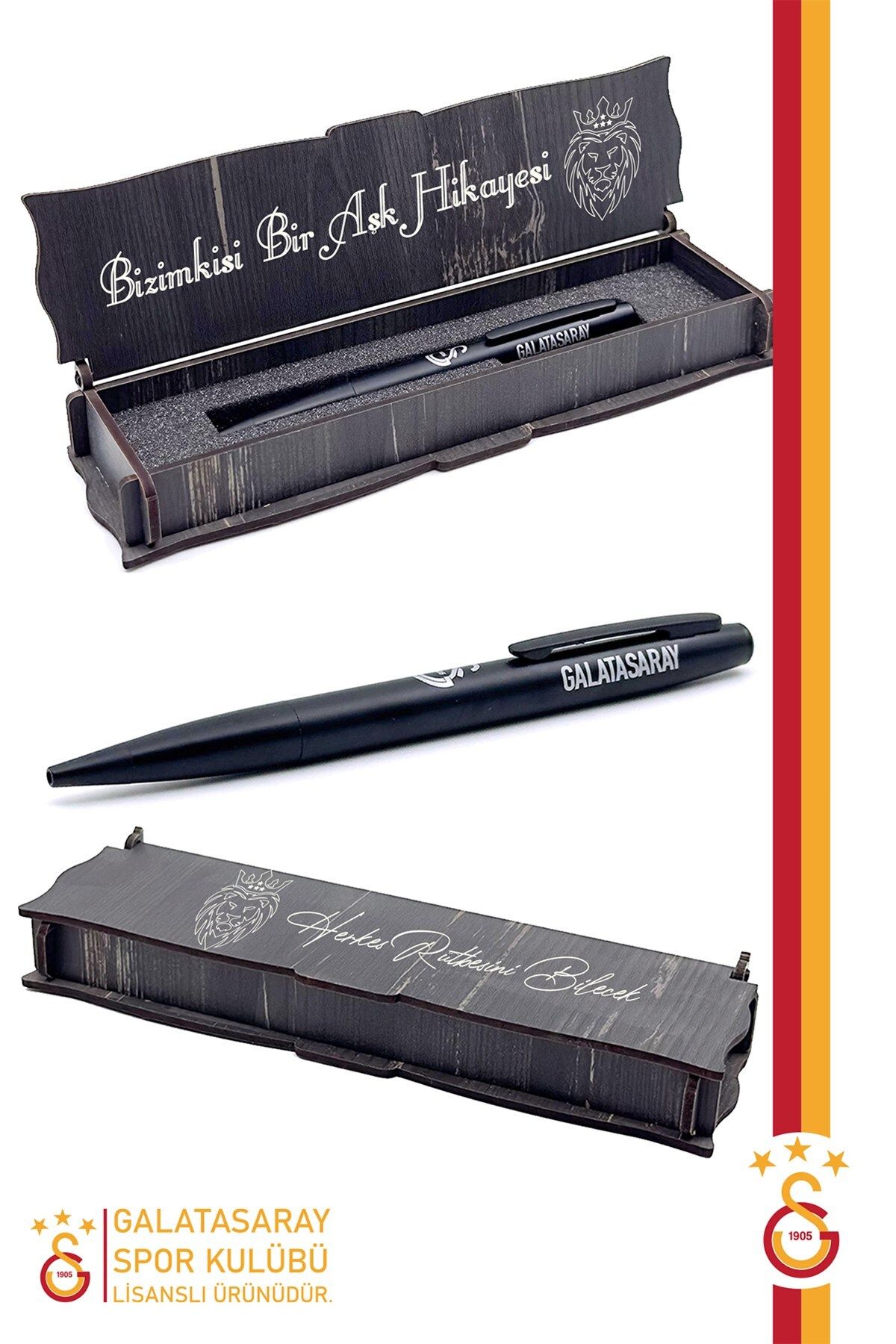 Galatasaray-Premium Licensed Metal Pen - Ballpoint, Gift with Wooden Box 1