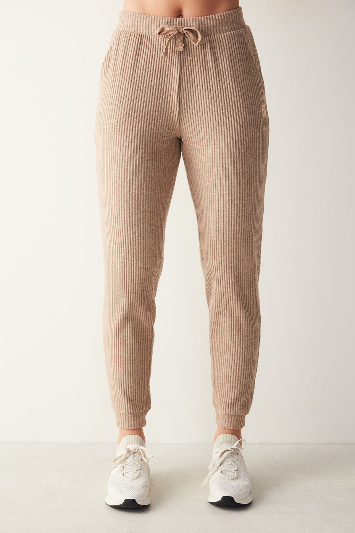 Penti-Beige Melange High Waist Corded Sweatpants 2