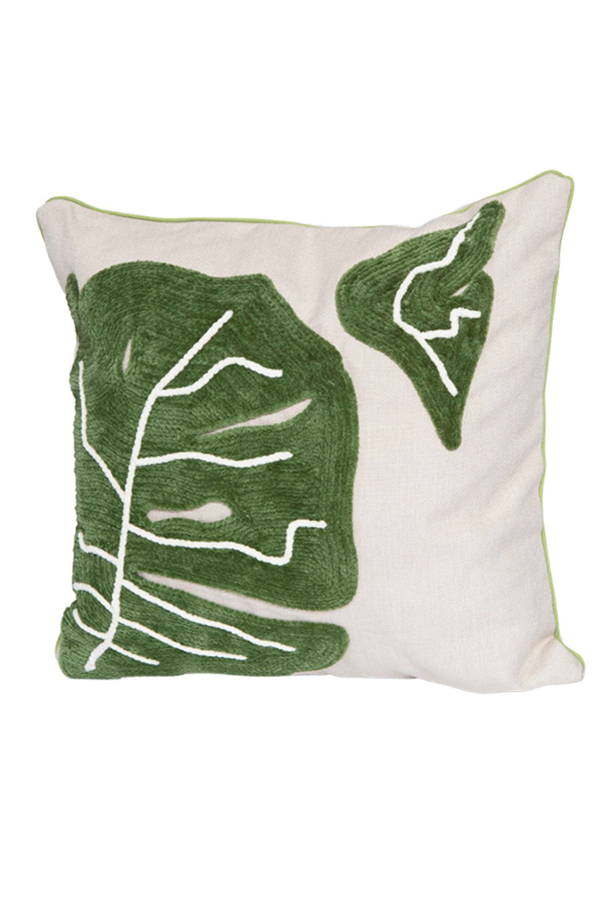 RUGSMODERN-Bohemian Punch Throw Pillow with Green Leaf Detail - Throw Pillow18 5