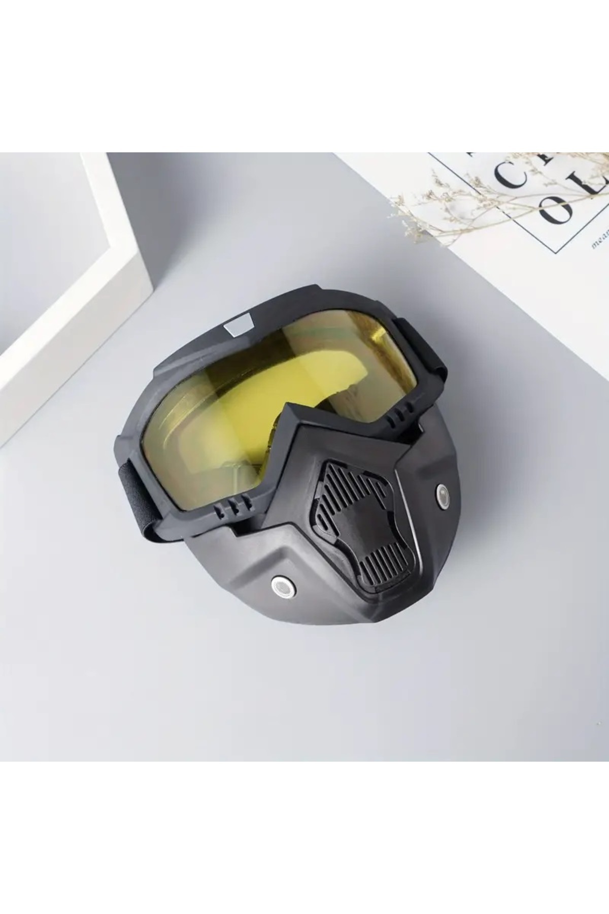 KOGEL Snowboard Gaz Maske Taktik Maske Paintball Cs Tam Yüz Koruyucu Sarı Lens