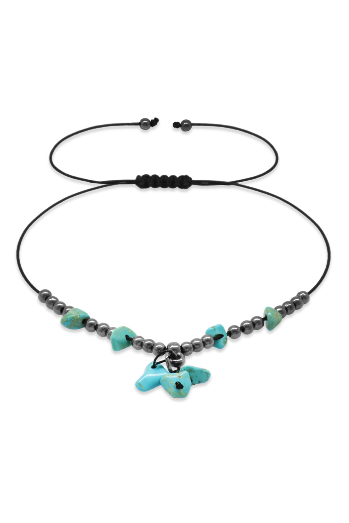 Genel Markalar Makrome Örgülü Natural Kesim Turkuaz Doğaltaş Halhal