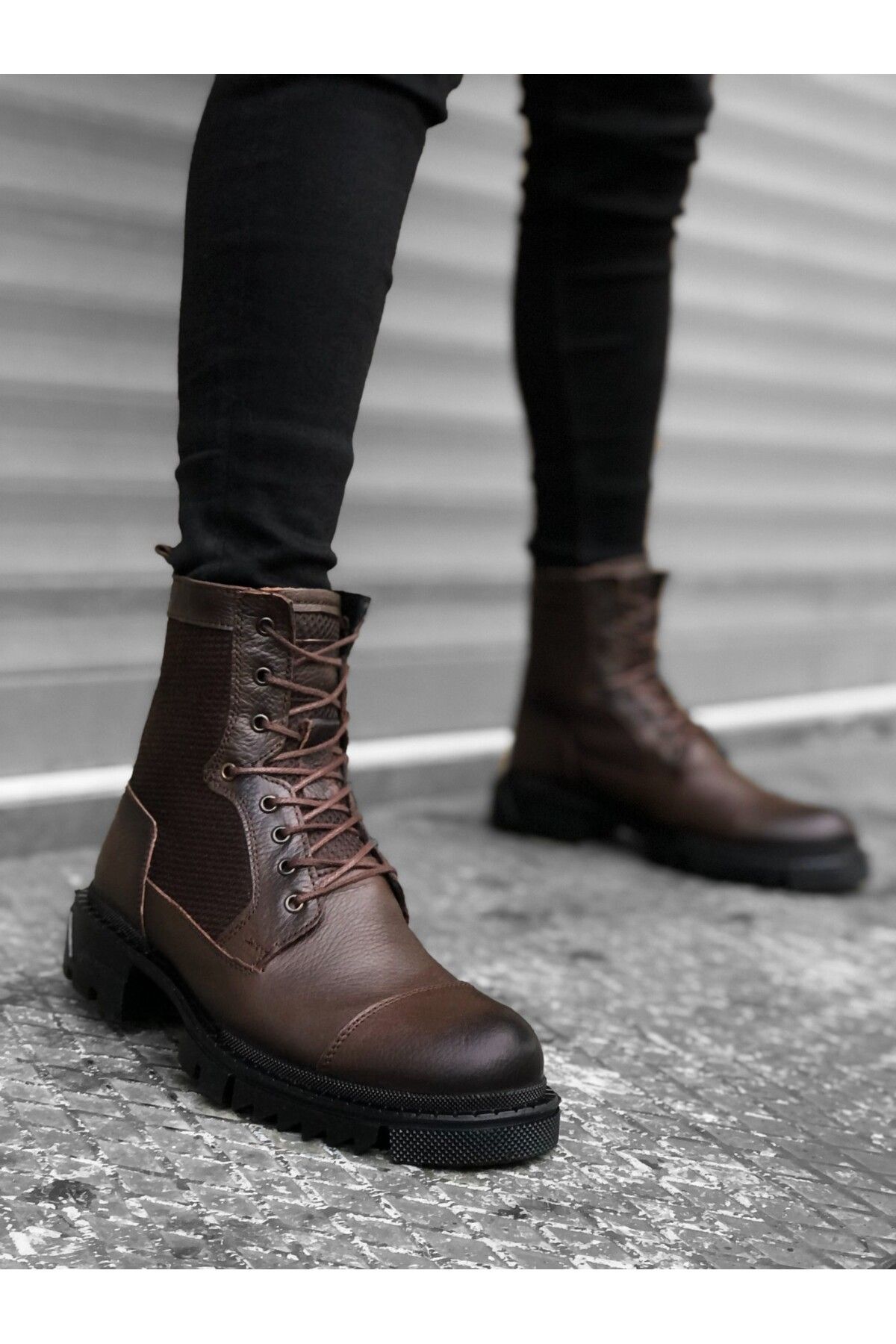 BOA-Ba0183 Genuine Leather Inside and Outside Brown Men's Boots 2