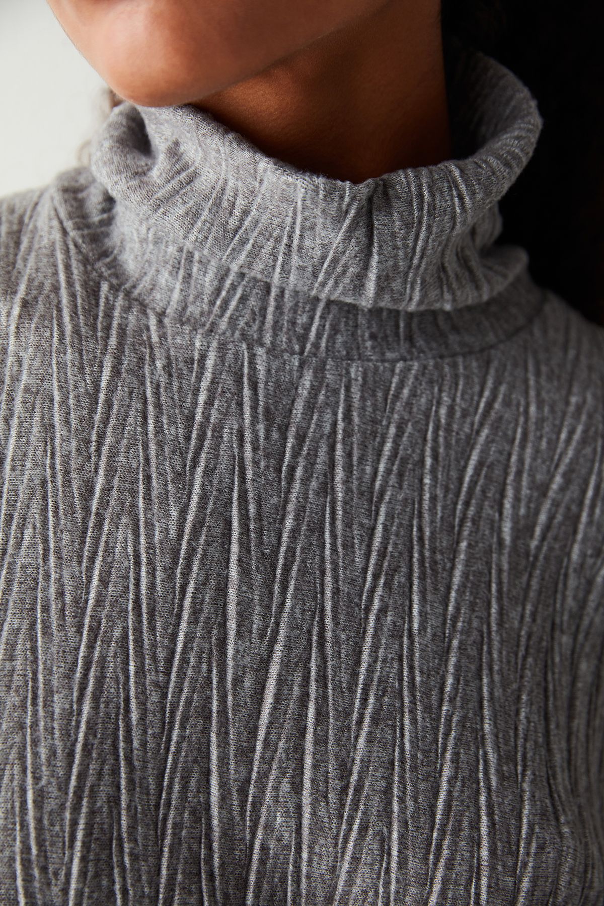 Penti-Gray Turtleneck Textured Long Sleeve Top 6