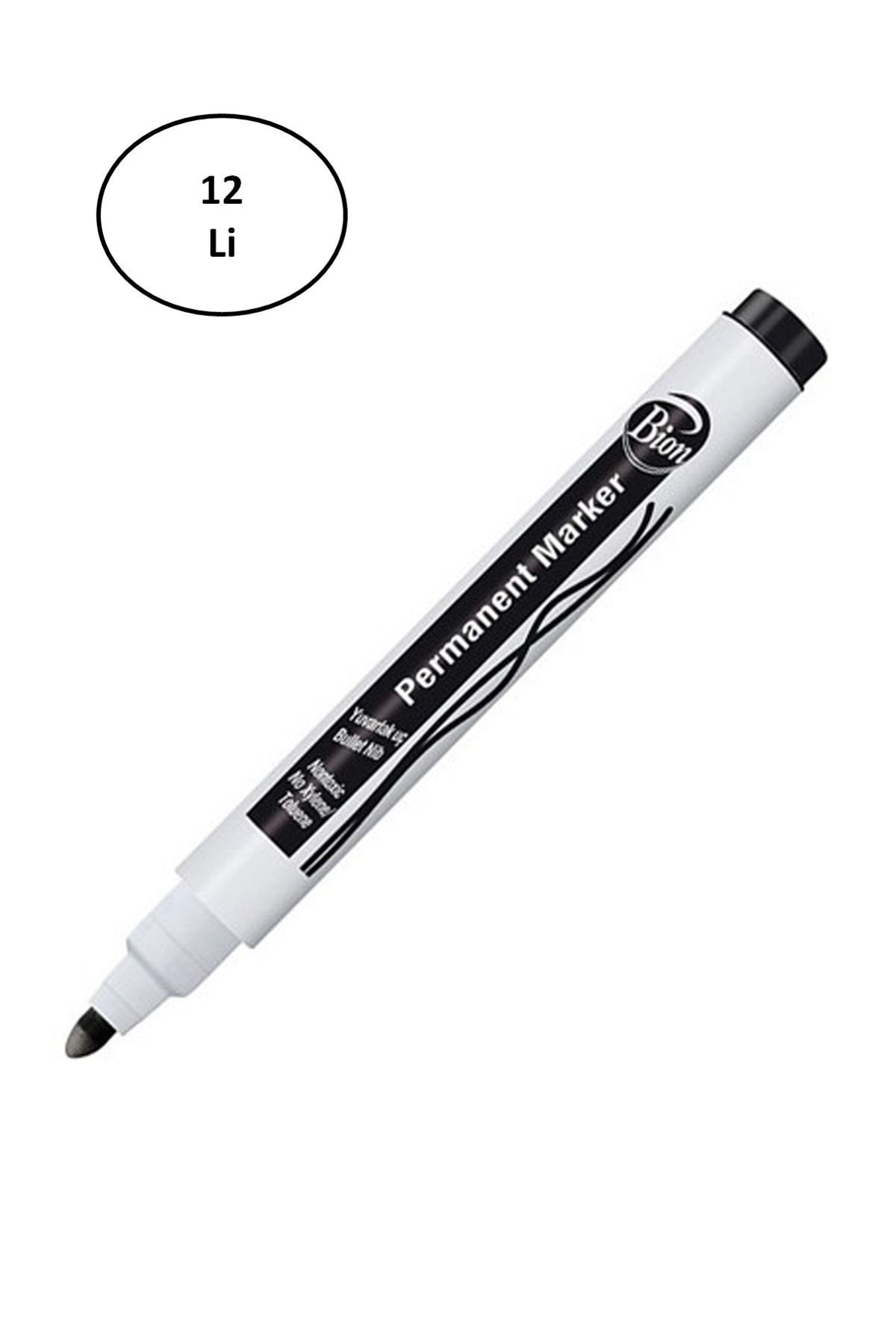 BirdoluSepet Mas Permanent Marker 9175 - Yuvarlak Uç - Siyah 12 Li