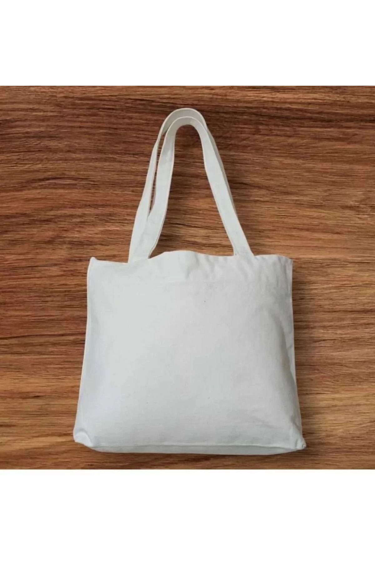 SA Alişveriş Dünyam Unisex Piknik ve Deniz Cepli Fermuarlı Çanta - Beyaz