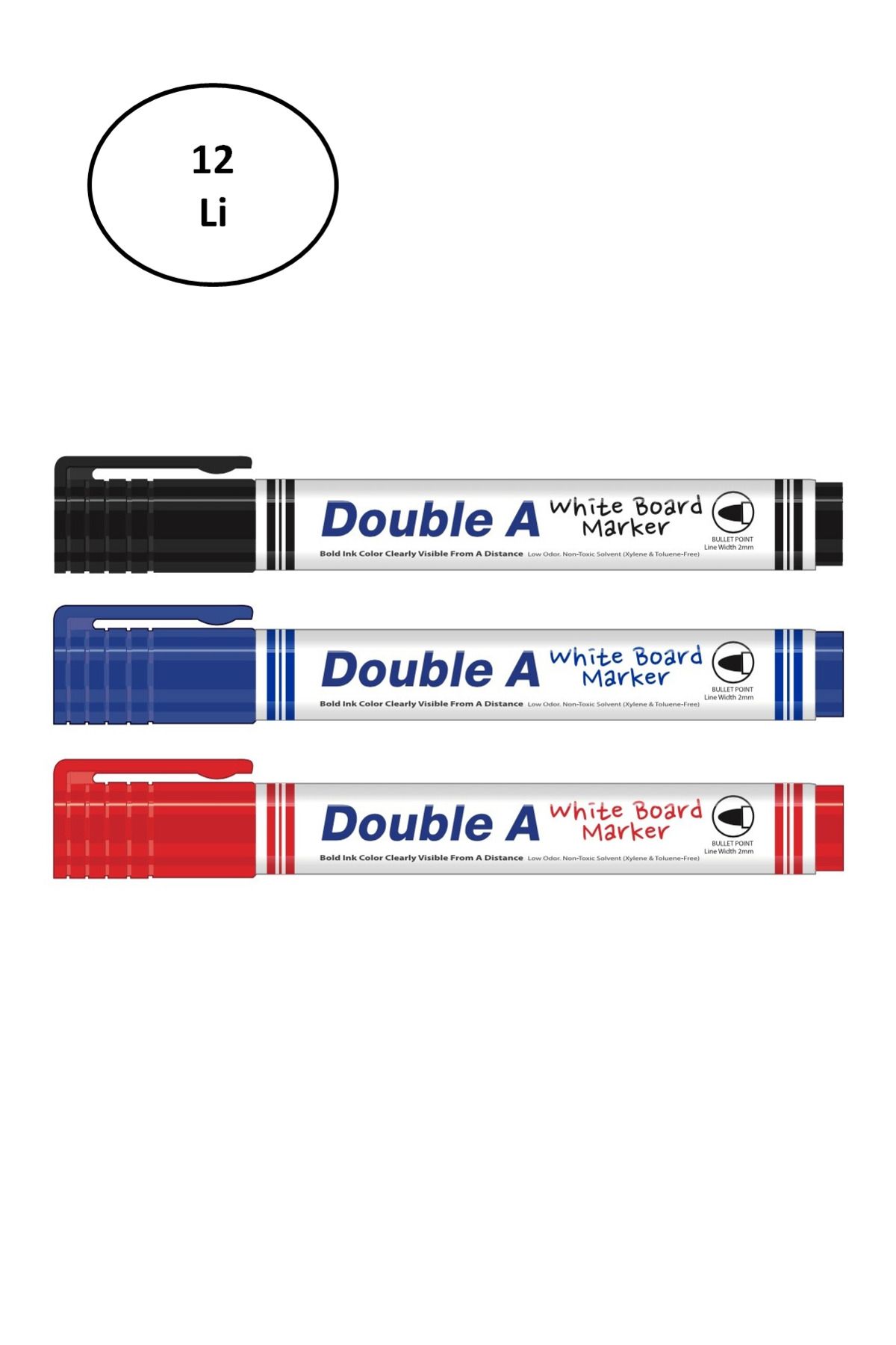 Double Ac Double A Beyaz Tahta Kalemi Siyah 12'li