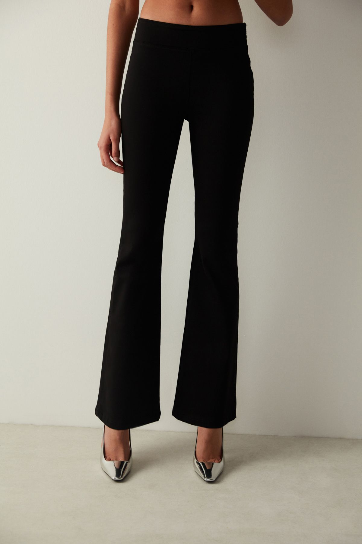 Penti-Pull On Flare Wide Leg Black Jegging Trousers 4