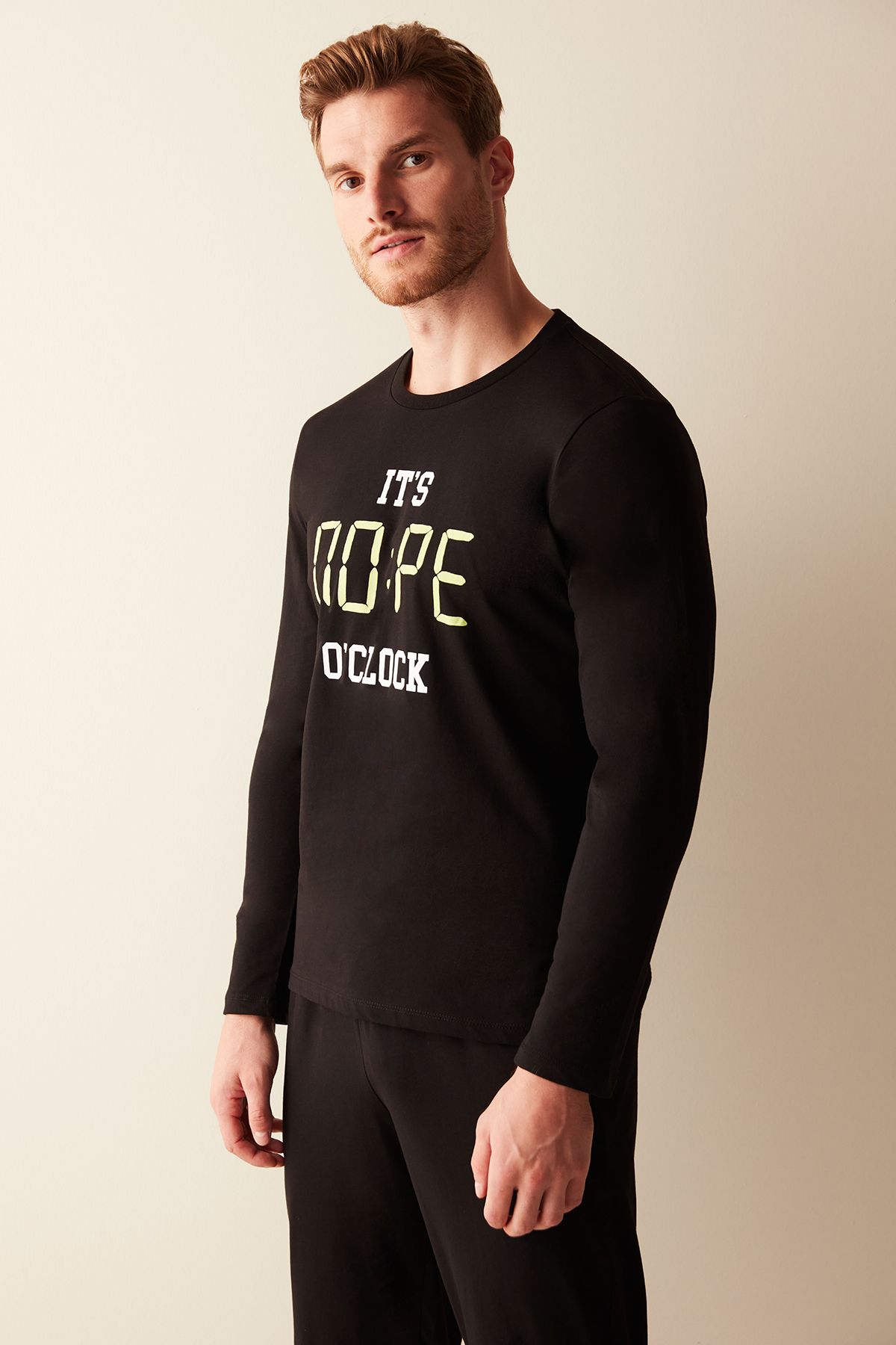 ست پیژامه مشکی مردانه Nope Slogan Penti