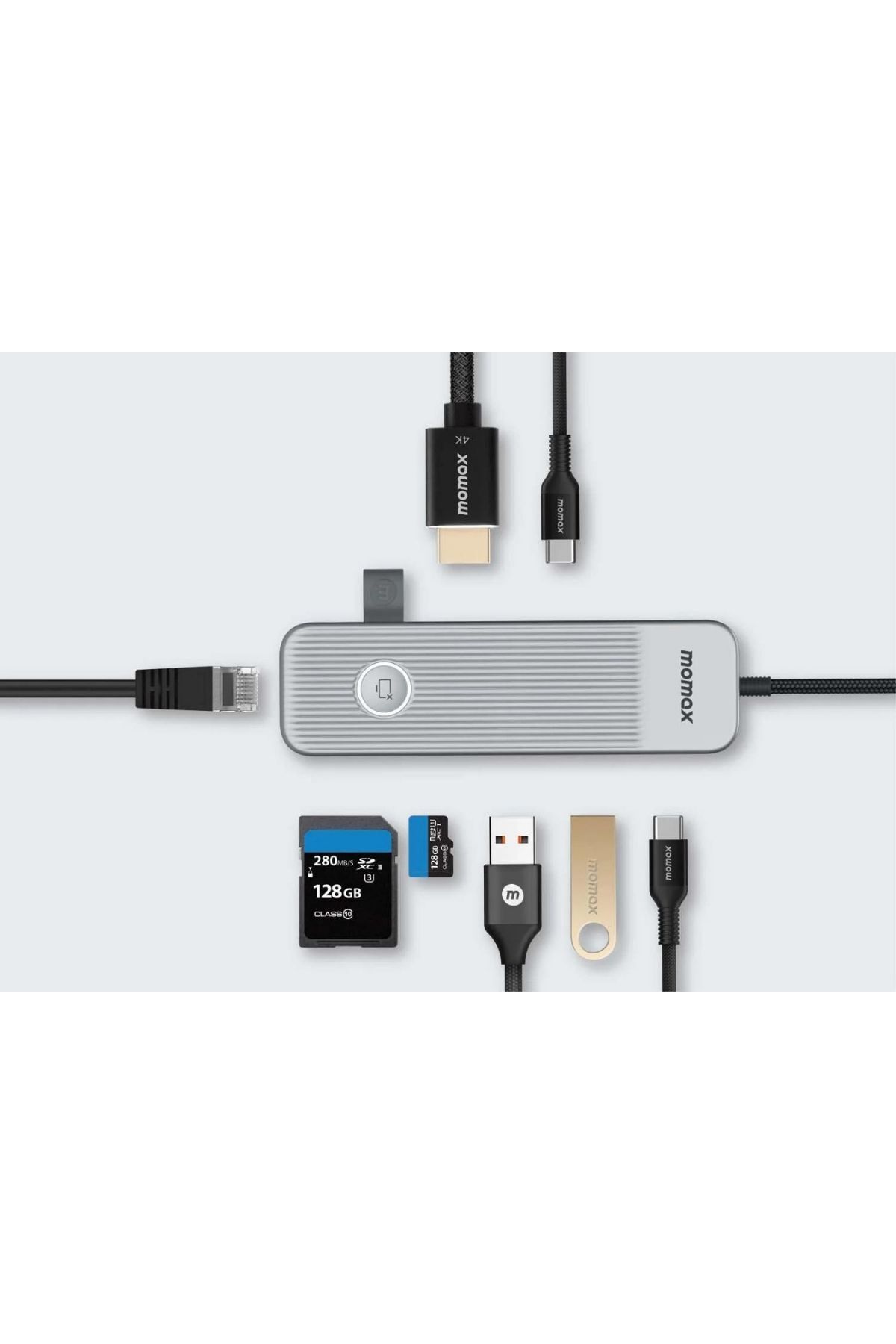 Momax ONELİNK 8 İN 1 USB-C HUB Multiport Adapter (Titanium)