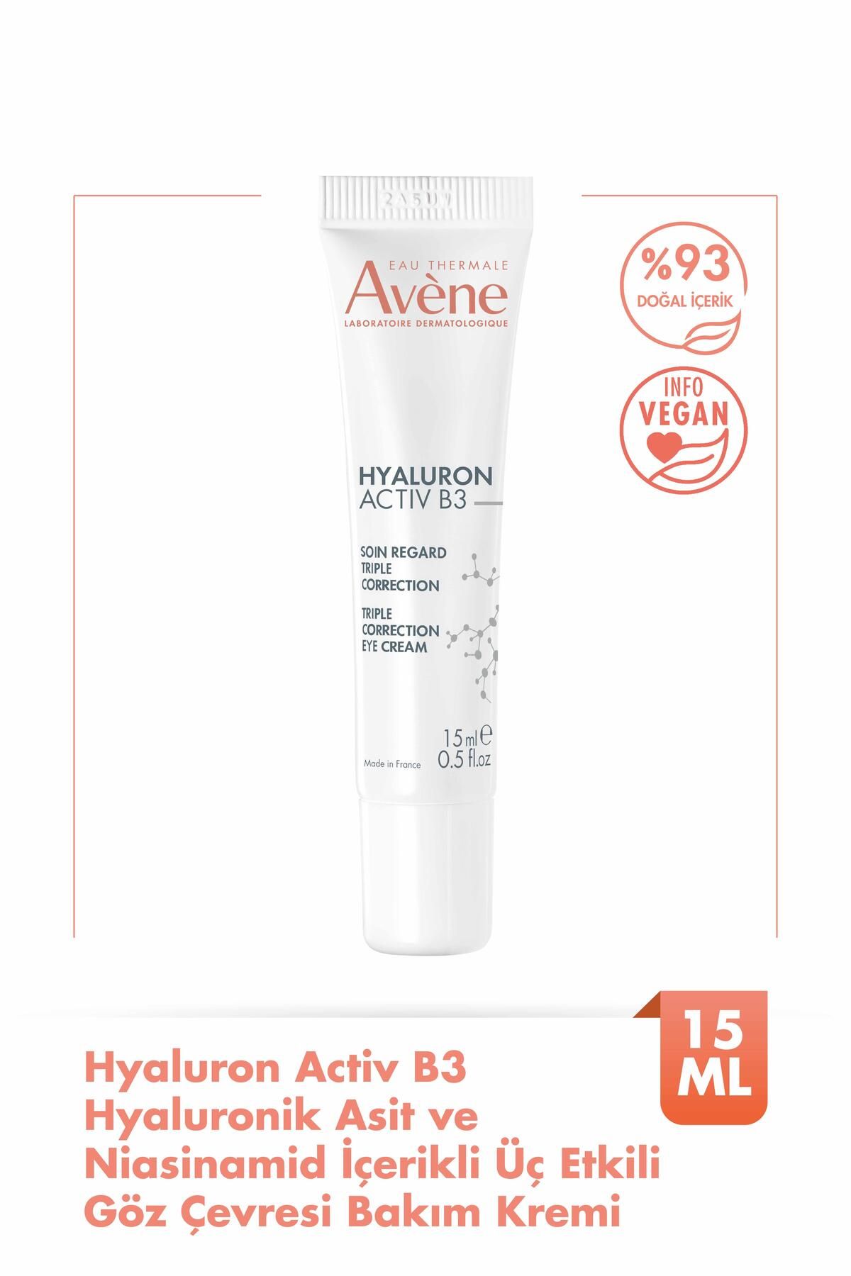 Avene Hyaluronik Asit ve Niasinamid İçerikli Üç Etkili Göz Çevresi Bakım Kremi 15 ml