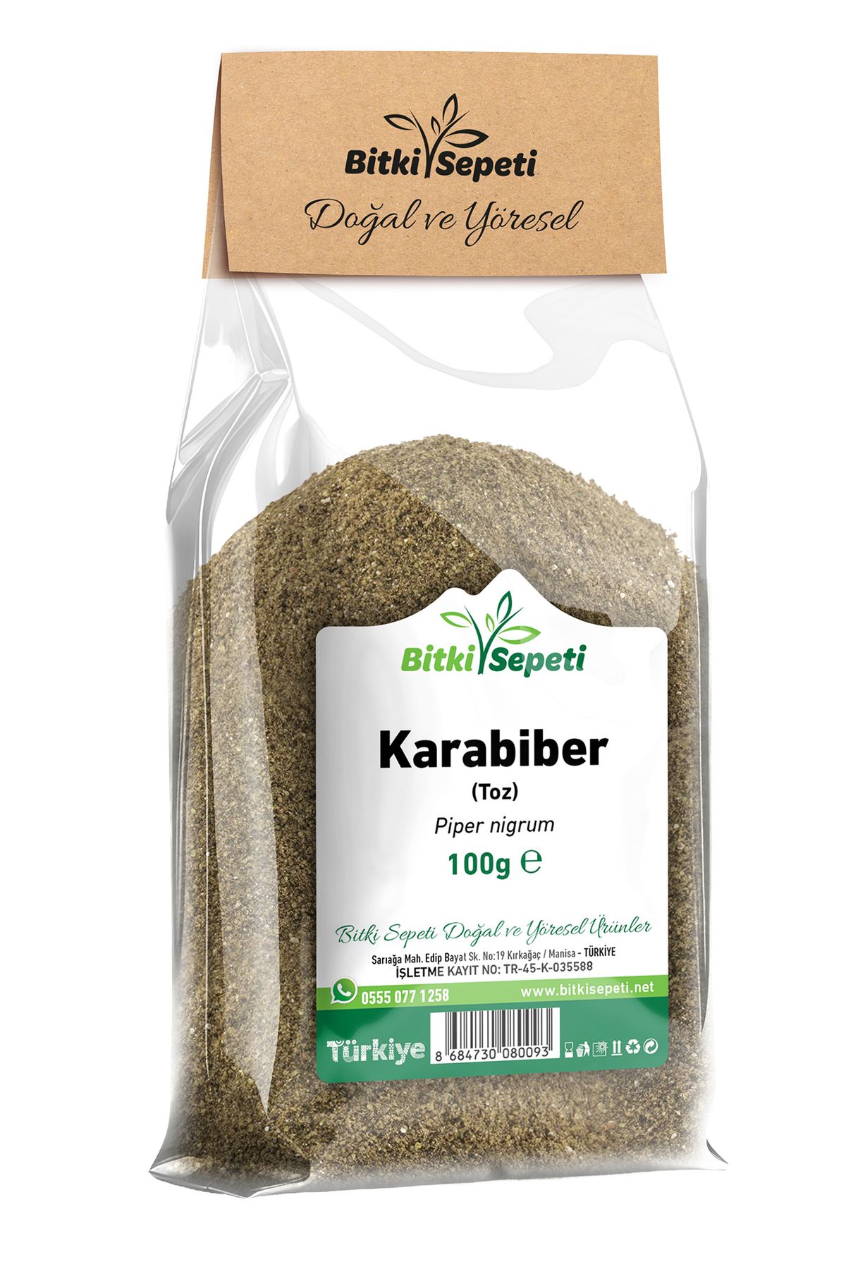 Bitki Sepeti Karabiber Toz, Kara Biber, Black Pepper Powder, Piper Nigrum, 100 Gr