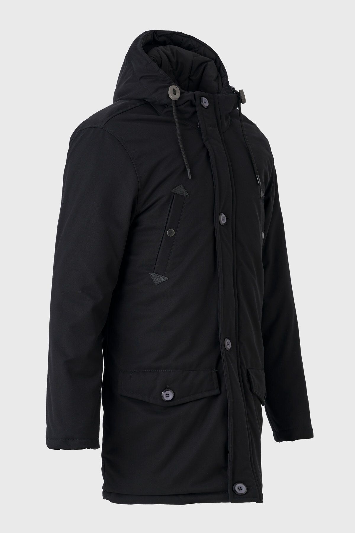 STONCS-Pánská černá parka Gabardin s kapucí 2