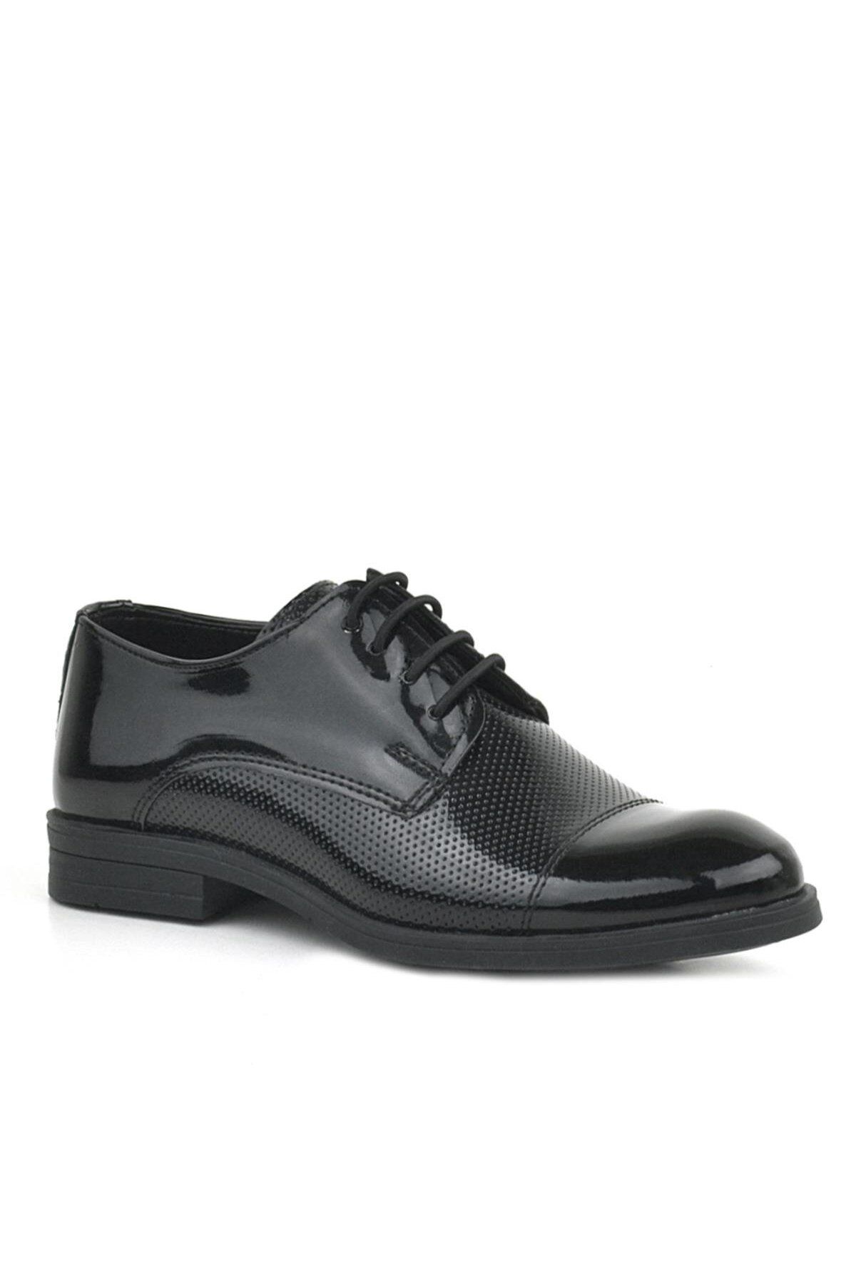 oxford à lacets en cuir verni noir chaussures classiques pour enfants