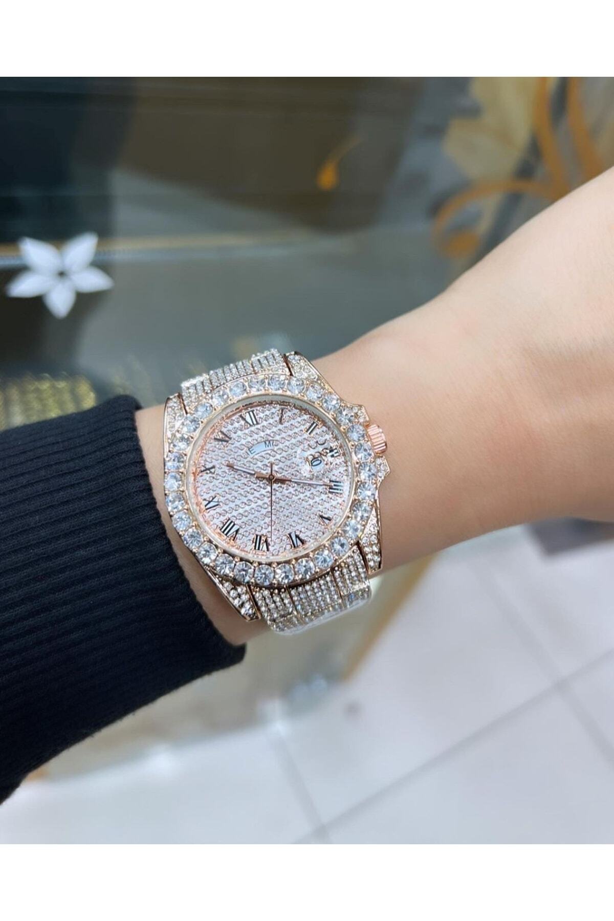 ÇENÇEN Unısex Yüksek Kalite Full Taşlı Patek Çelik Kordon Saat görsel 3
