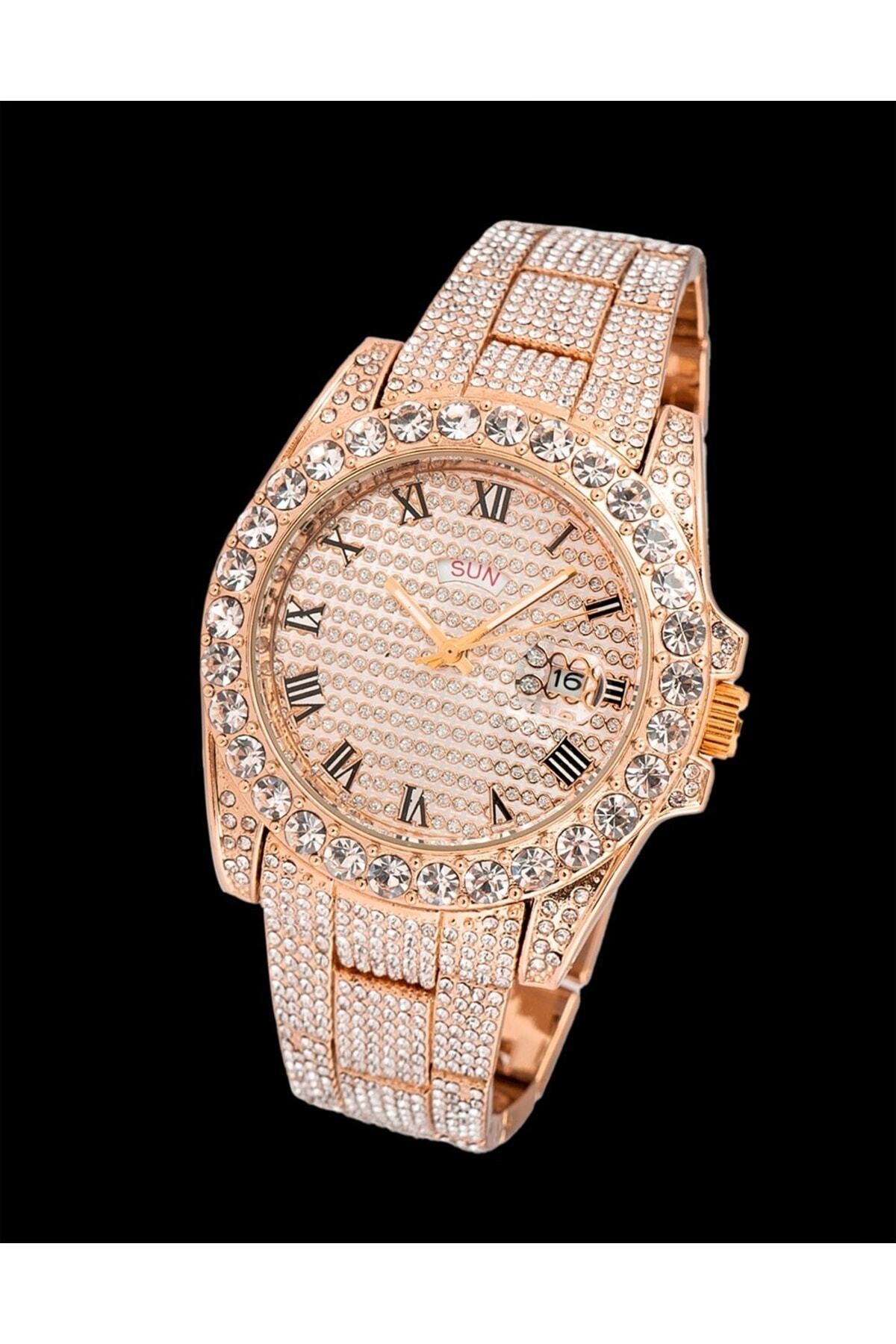 ÇENÇEN Unısex Yüksek Kalite Full Taşlı Patek Çelik Kordon Saat görsel 7