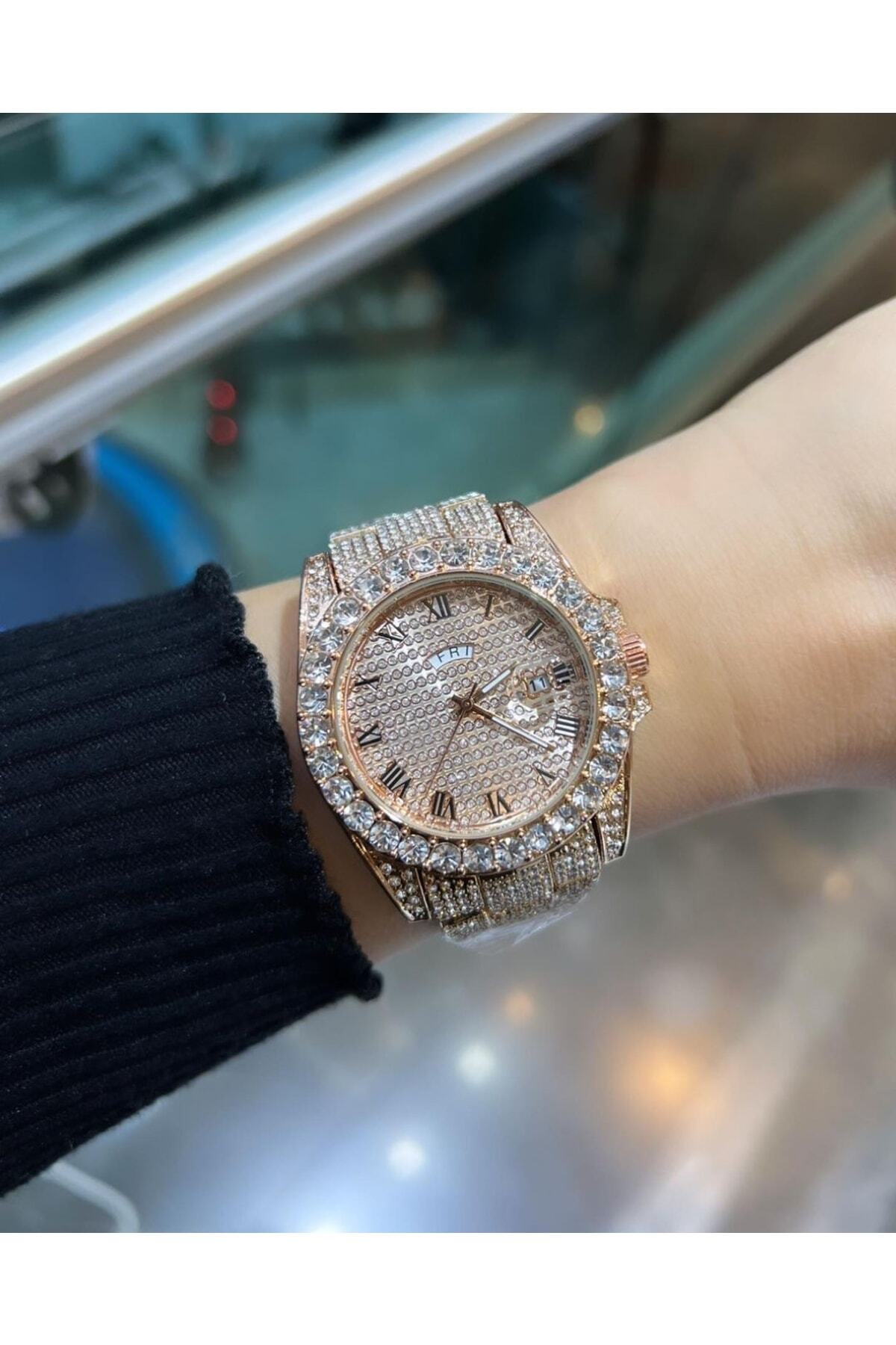 ÇENÇEN Unısex Yüksek Kalite Full Taşlı Patek Çelik Kordon Saat görsel 4