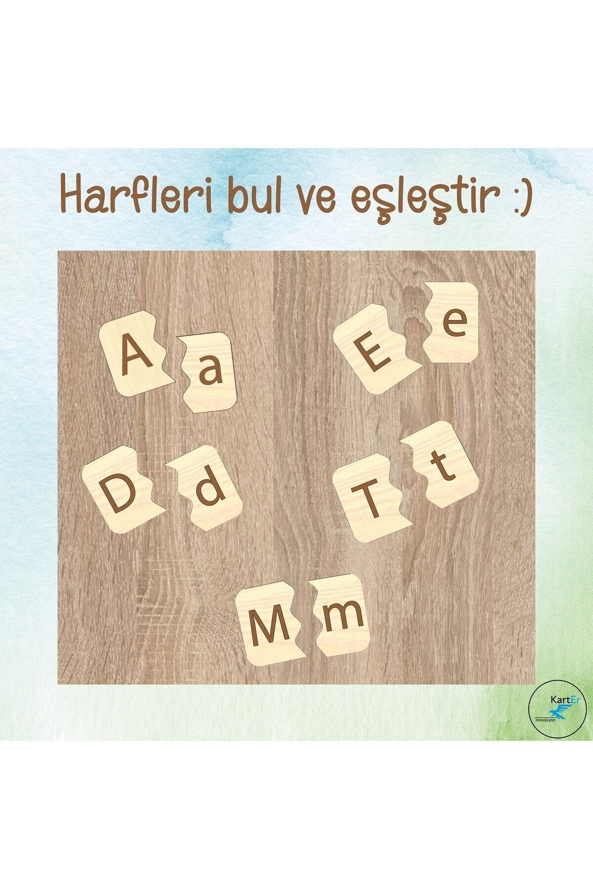 Karter İnovasyon Alfabe Esleme Kartlari, Ahsap Esleme Kartlari, Ahsap Harf Esleme, Montessori Egitici Kartlar fotoğrafı 3 (önizleme)