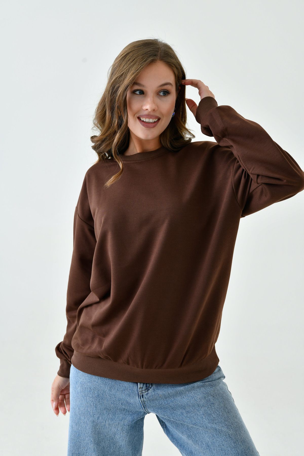 enmodaiçgiyim-BROWN UNISEX OVERSIZE SWEATSHIRT 3