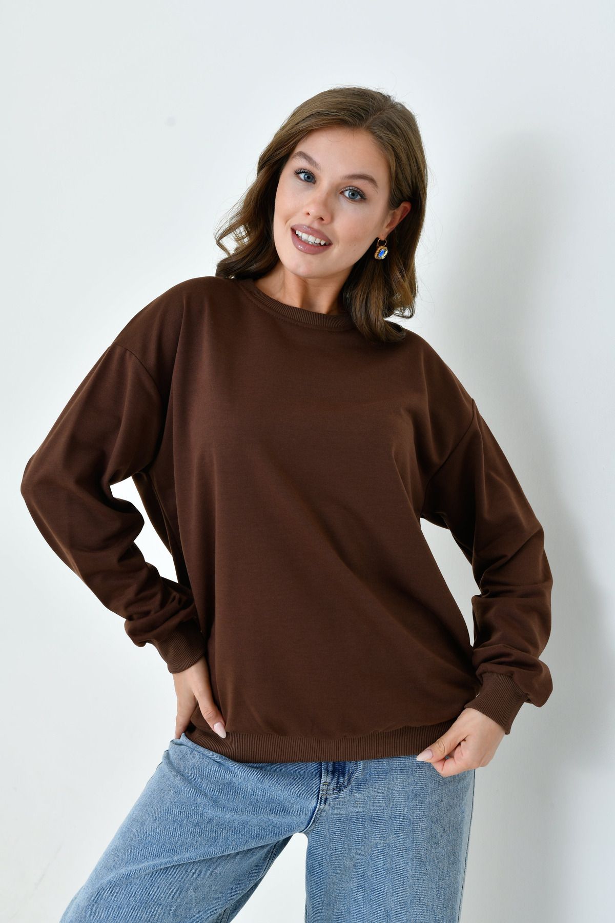 enmodaiçgiyim-BROWN UNISEX OVERSIZE SWEATSHIRT 7