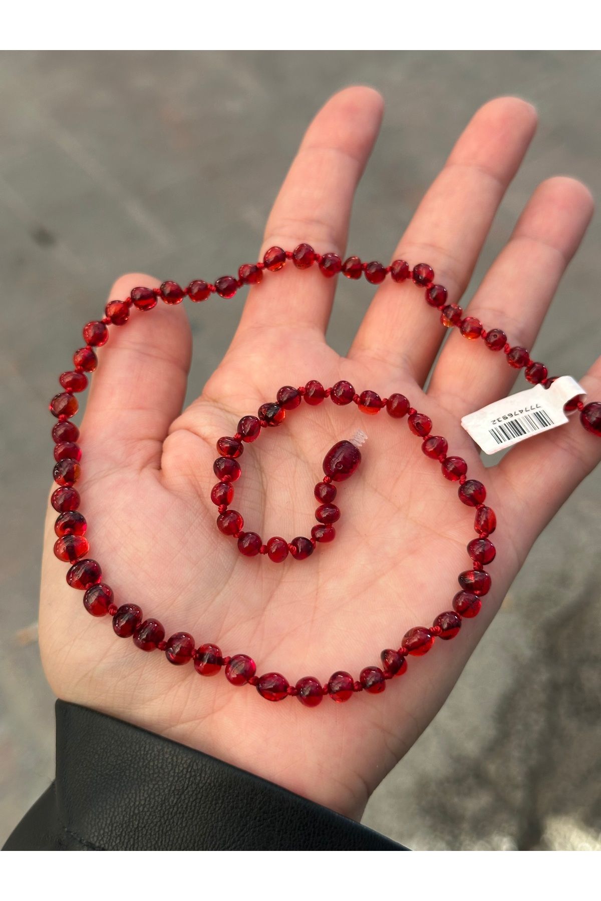 KEHRİBAREVİ EREĞLİ-New Model Amber Necklace Adult Red (Polished with Plant Extract) 1