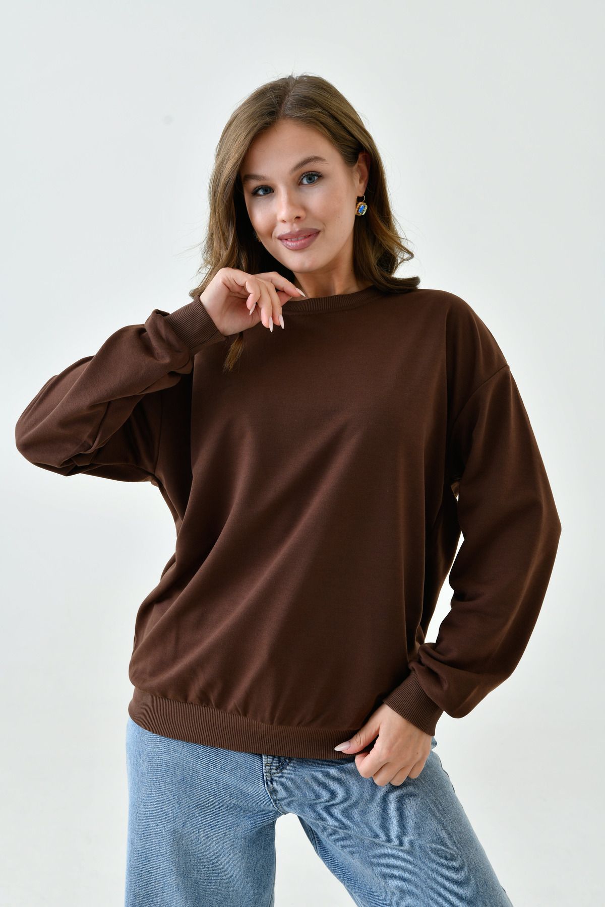 enmodaiçgiyim-BROWN UNISEX OVERSIZE SWEATSHIRT 2