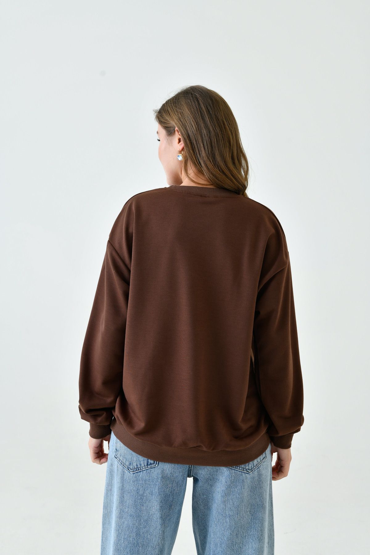 enmodaiçgiyim-BROWN UNISEX OVERSIZE SWEATSHIRT 8