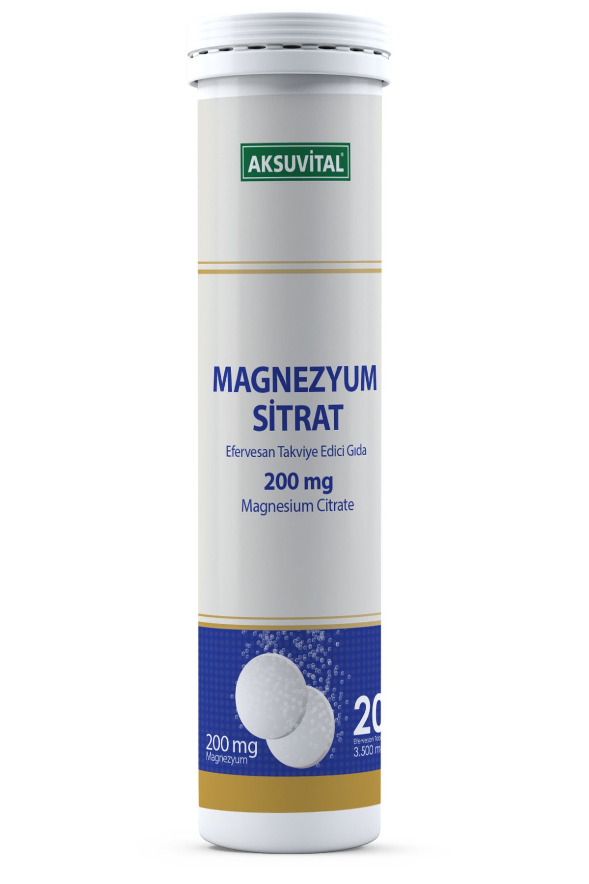 Aksu Vital Magnezyum Sitrat Doğal Efervesan 20 Tablet