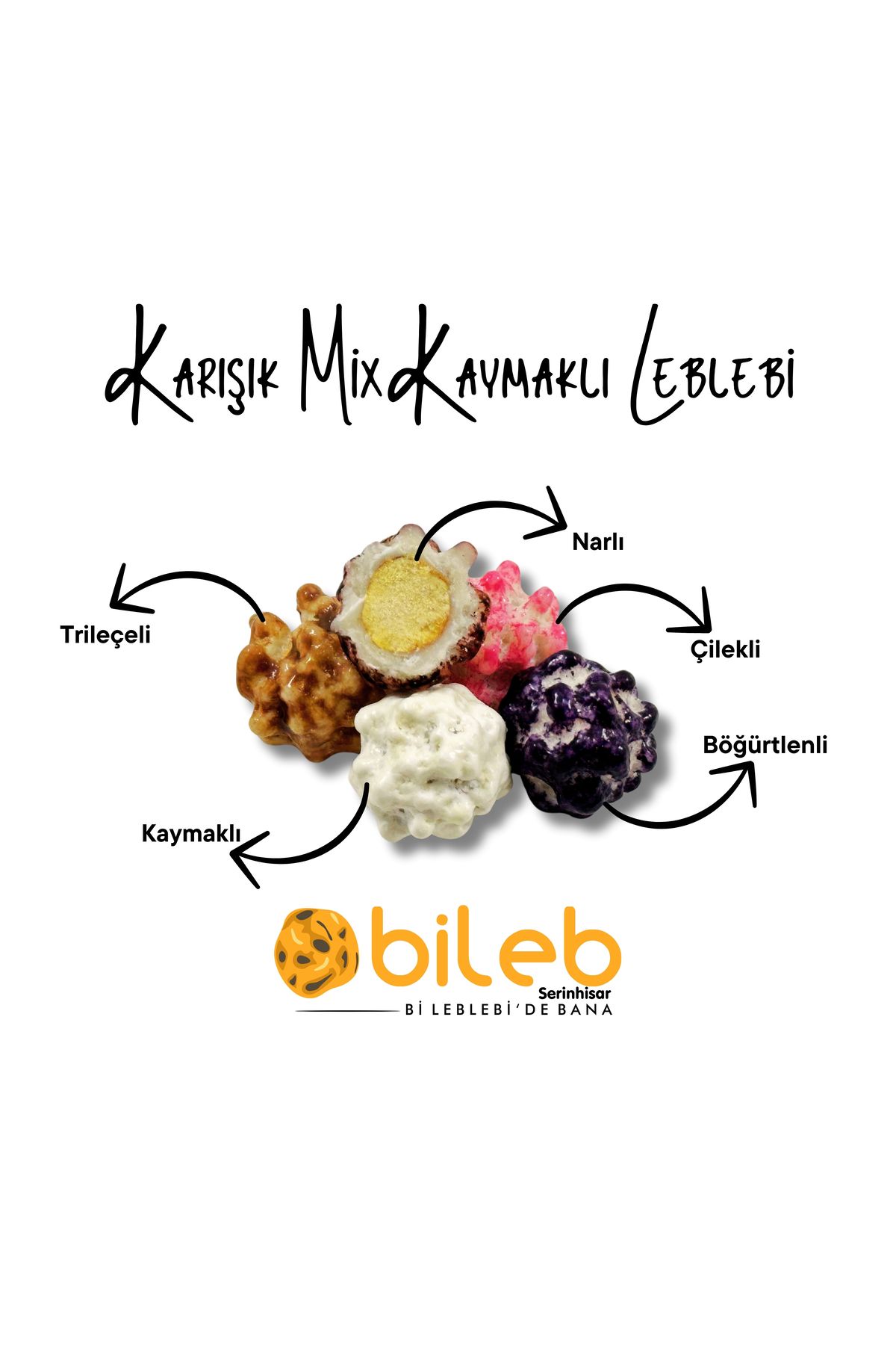 bileb serinhisar bi leblebi'de bana Leblebi Kombo 4'lü Kaymaklı Karışık ( Trileçe & Böğürtlen &çilekli& Kaymaklı Leblebi ) 250 gr