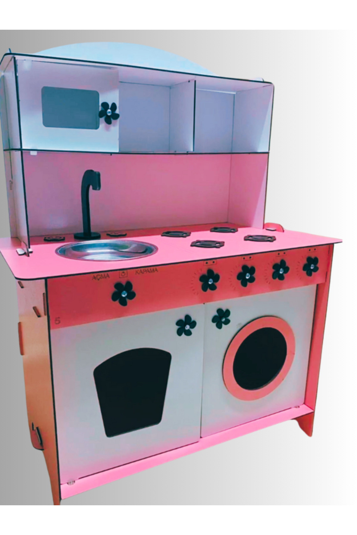 bahadır grup Montessori Eğitici Ahşap Çocuk Oyuncak Mutfak Dolabı Pembe-beyaz 3 Mm 84x60 Cm fotoğrafı 4 (önizleme)