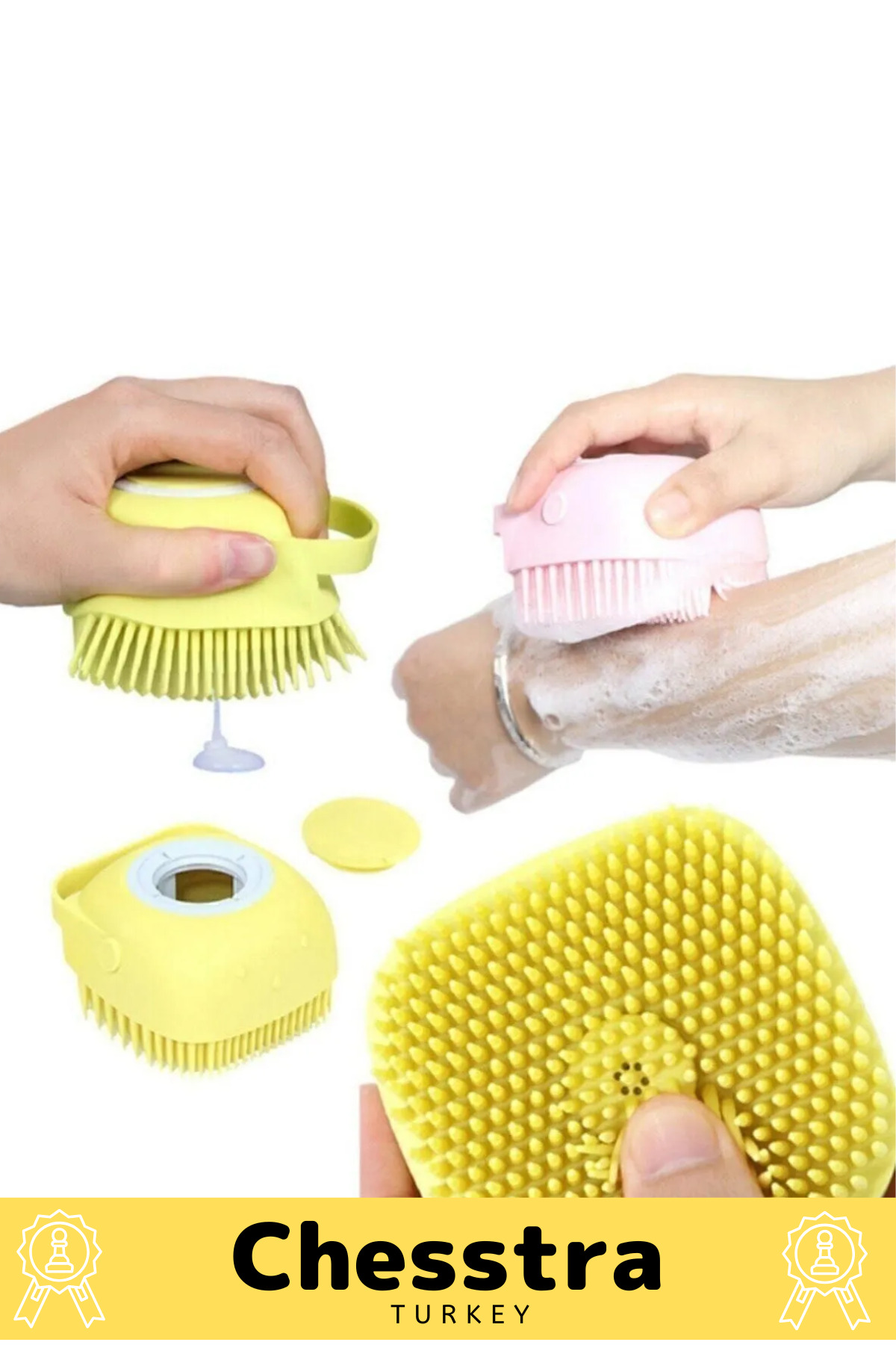 chesstra Özel Üretim Evcil Hayvan Bebek Çocuk Sabun Şampuan Duş Jeli Hazneli Banyo Masaj Fırçası Lif Kesesi fotoğrafı 6 (önizleme)