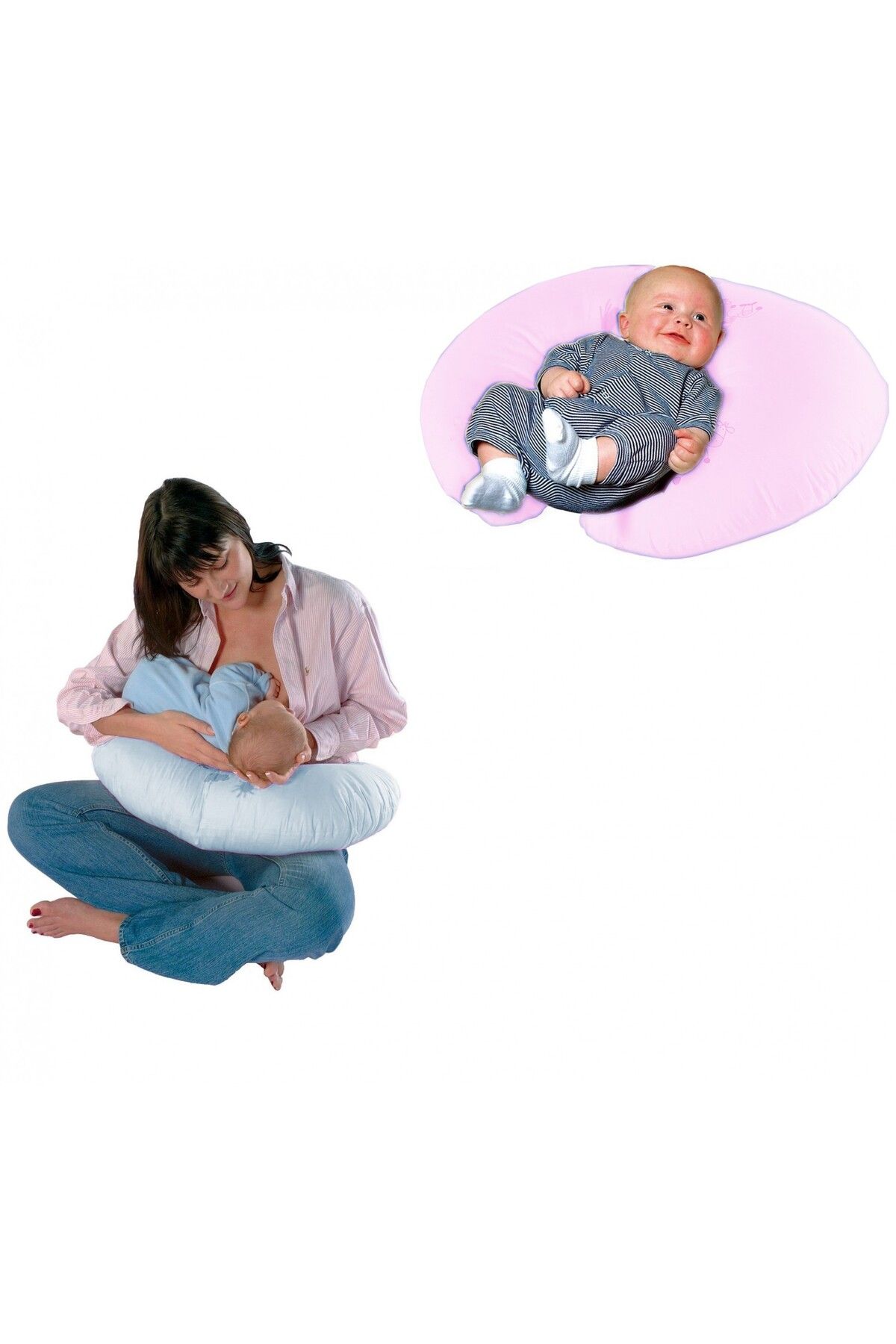 Sema Baby ASFSTORE Sema Baby Emzirme ve Bebek Destek Minderi - Mavi Fiyonk