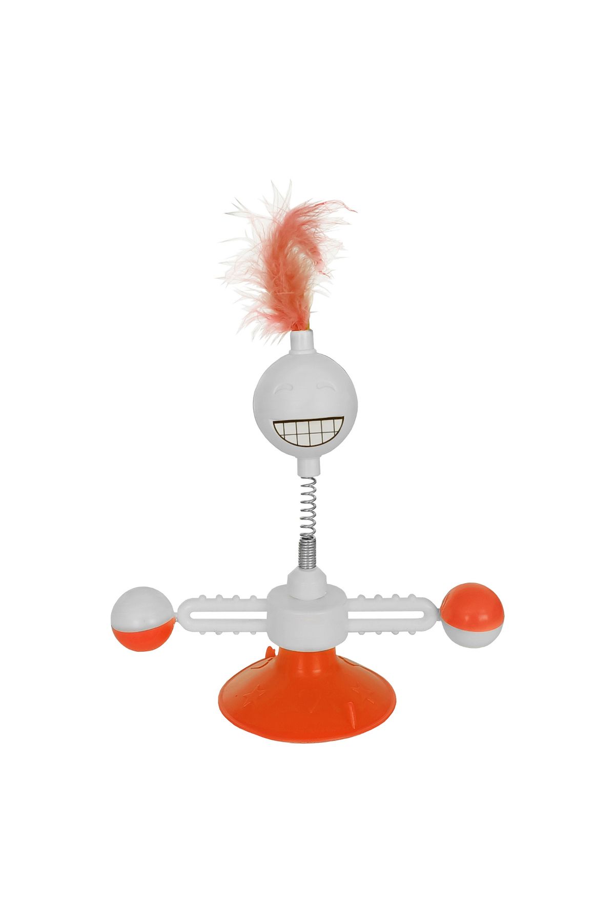 Angoravi Vantuzlu Komik Dönen Kedi Oyuncağı 17 cm*18-30 cm Turuncu