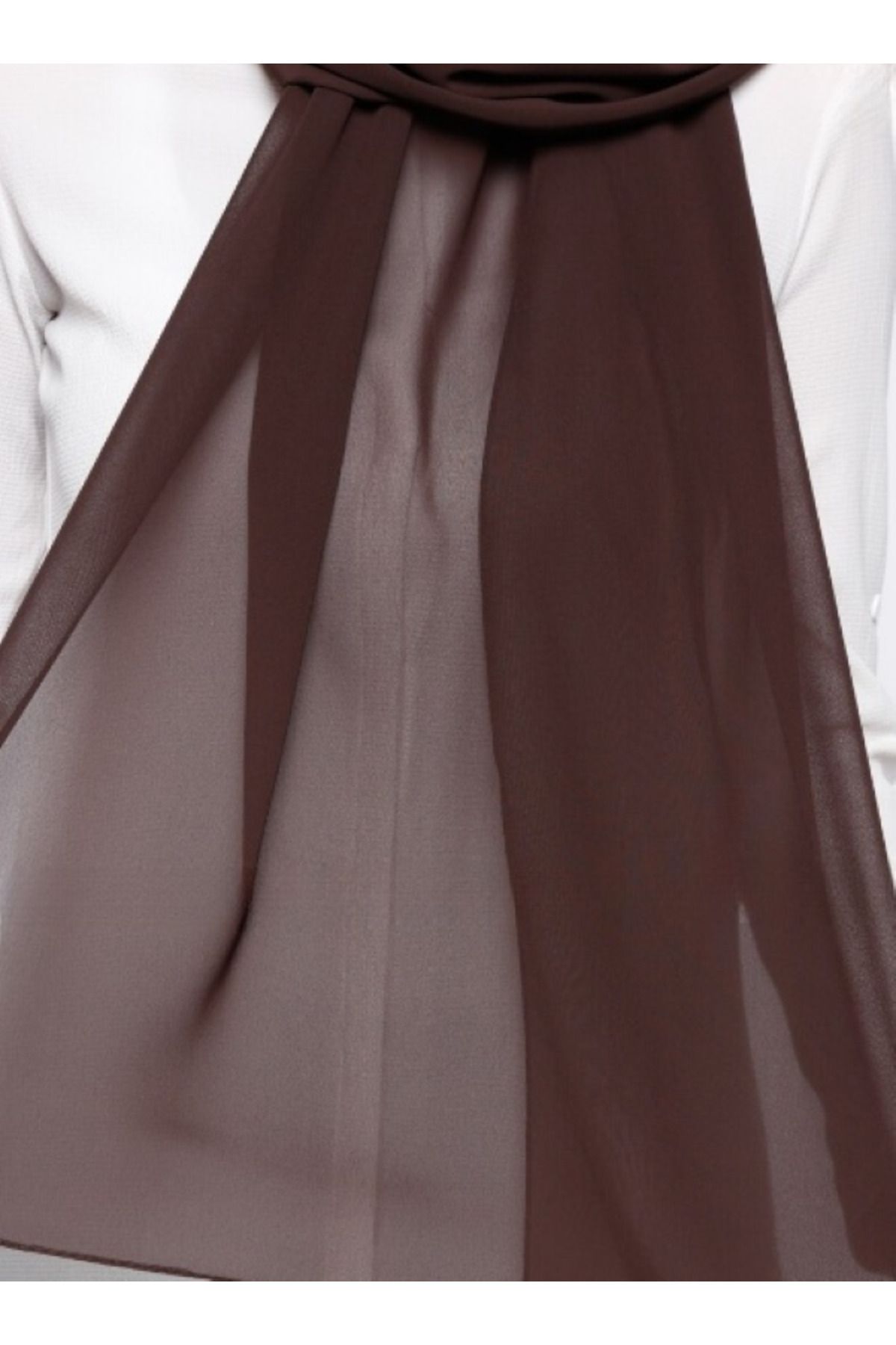Differenza-Chocolate Brown Crepe Chiffon Shawl 4