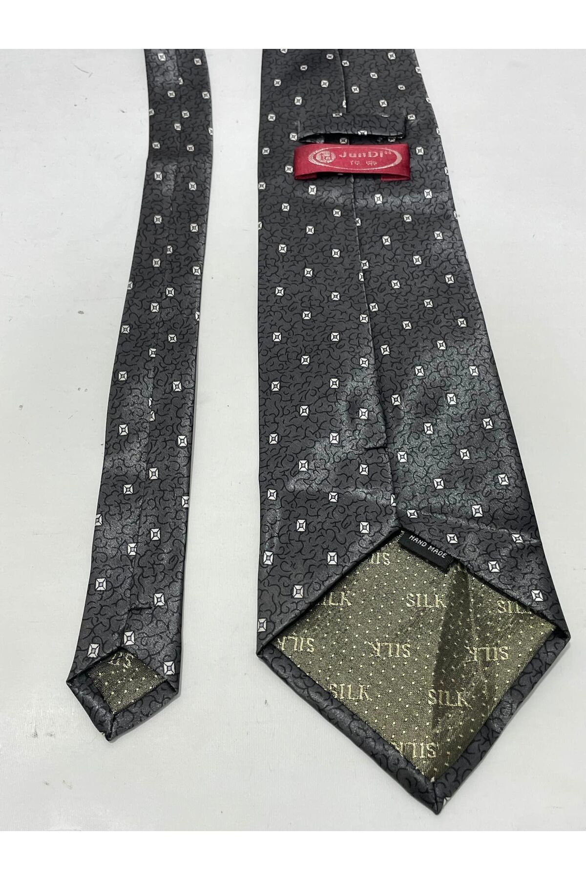 Hasyılmaz-Gray Silk Patterned Tie - Handmade K16 4