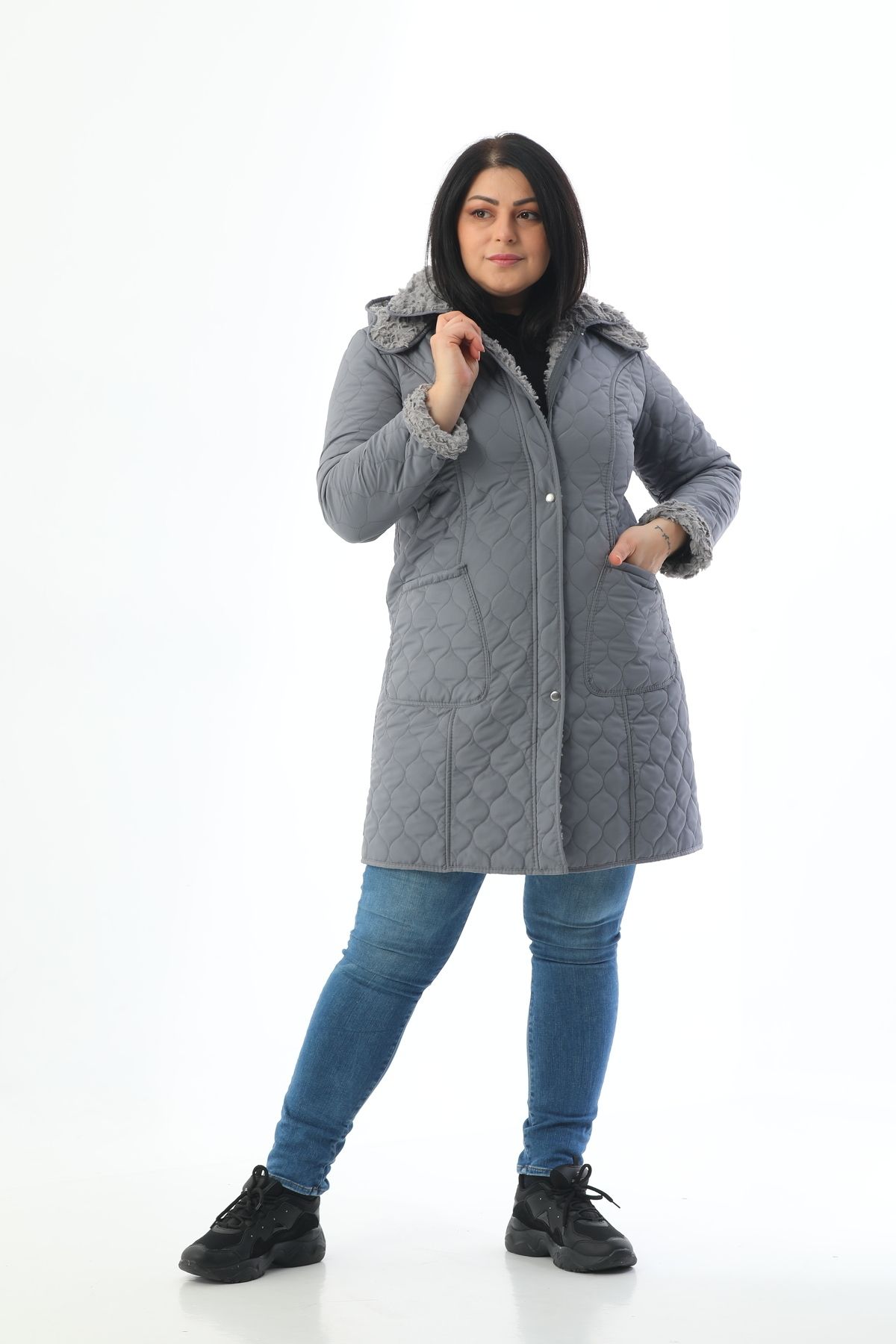 TUTveAL Collection-Large Size Imported Soft Fur Coat - Rabbit Hair, Water Repellent, Quilted 3