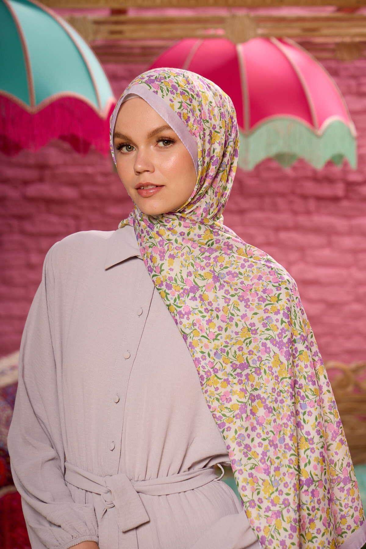 İpekhan-Soft Yellow Pink Shawl - New Collections 3046-26 1